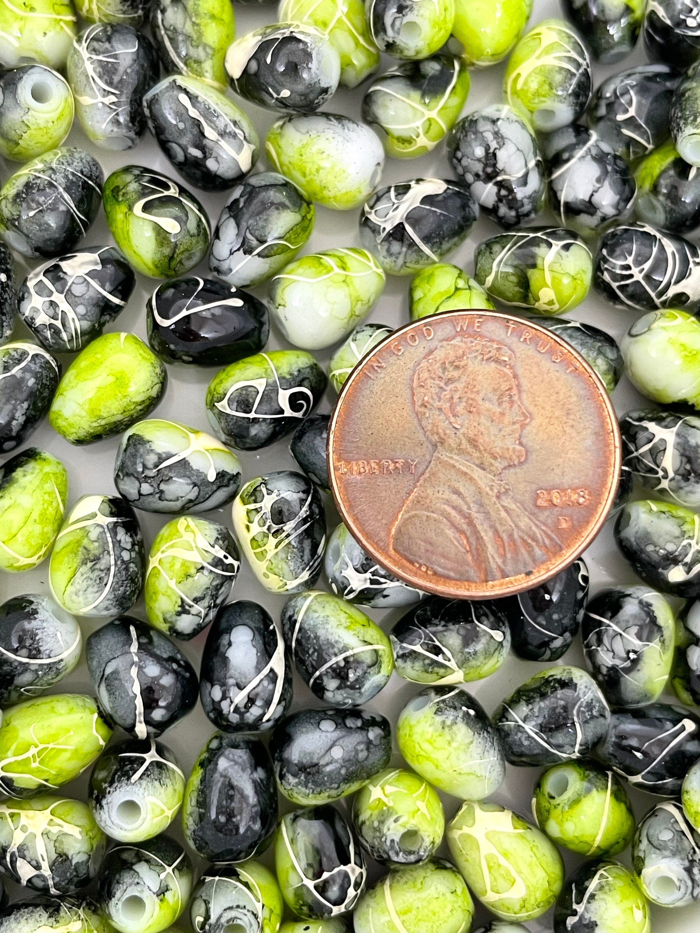 Halloween Beads, Witch Beads for Earrings, Goth Beads, Gothic Beads, Glass Tear Drop Beads for Jewelry Making