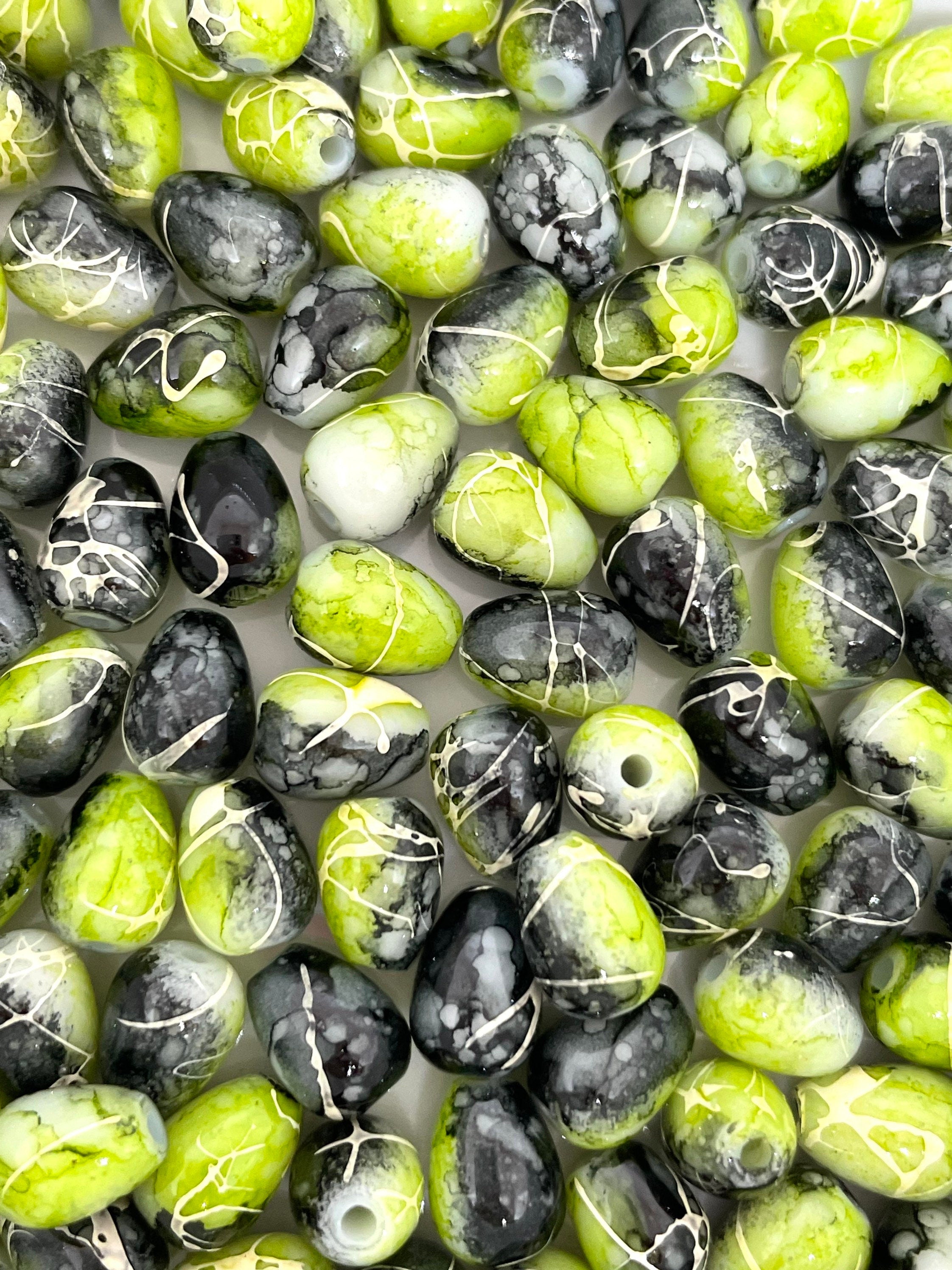 Halloween Beads, Witch Beads for Earrings, Goth Beads, Gothic Beads, Glass Tear Drop Beads for Jewelry Making