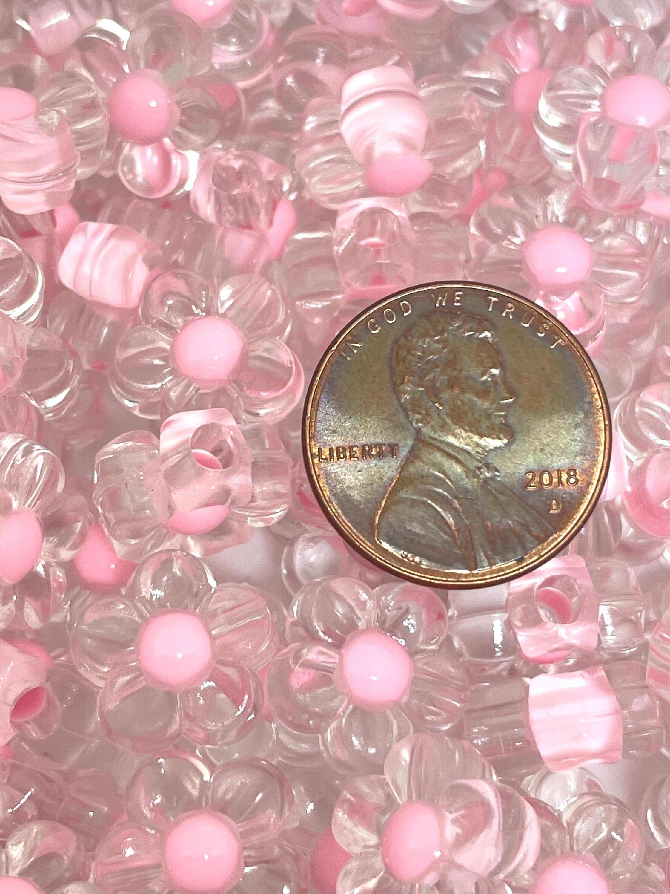 Cute Pink Daisy Beads, Translucent Beads, Flower Beads, Charm, Jewelry, Pink Beads, Baby Pink, Millenial Pink