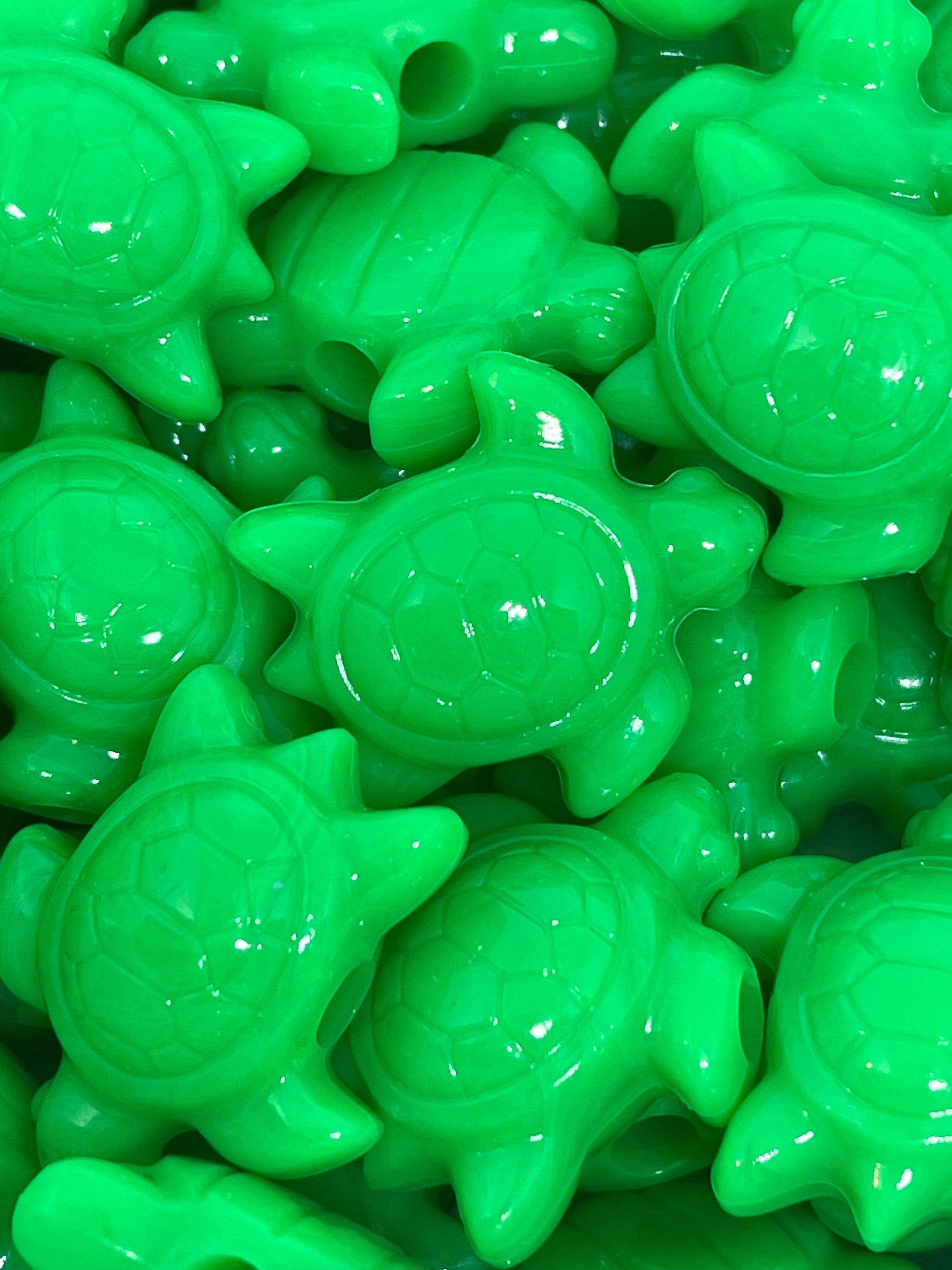 Bright Green Turtle Beads, Neon Green Turtle Charms for Jewelry Making, Green Themed, Ocean Beads, Pendant
