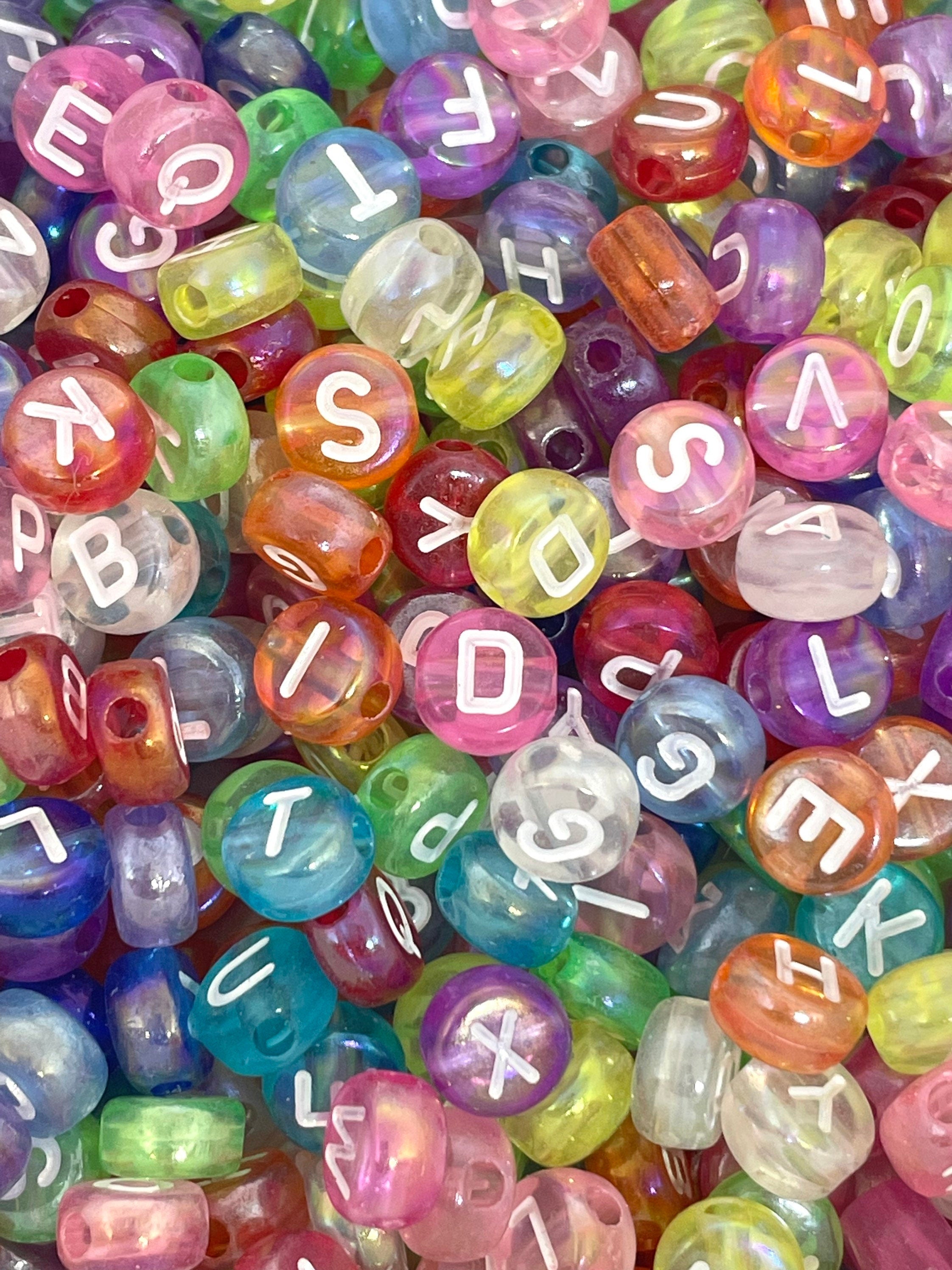 Iridescent Rainbow Mermaid Letter Beads for Jewelry, Bracelet, Alphabet Beads, Word Beads for Name Jewelry