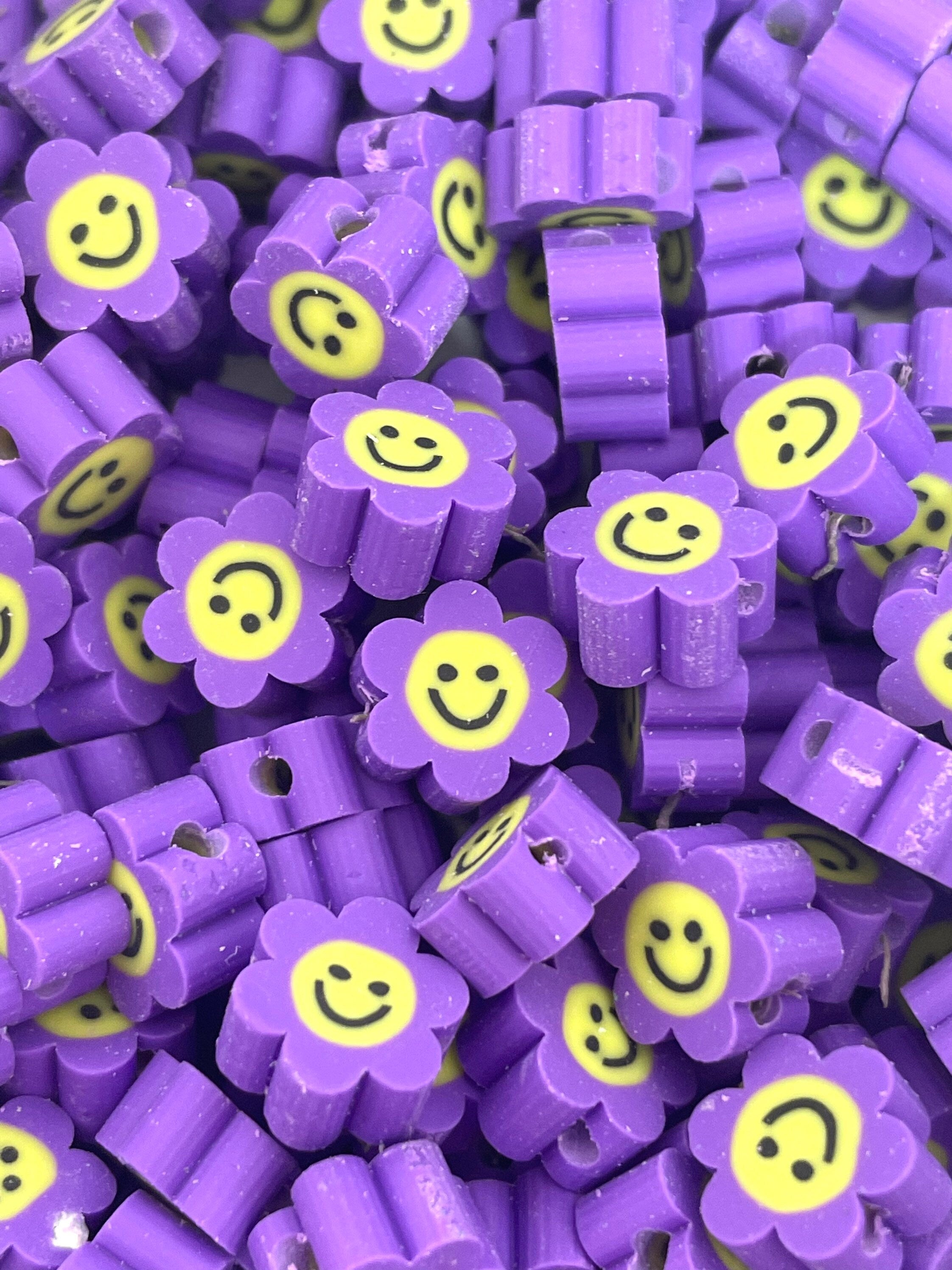 Cute Purple Smiley Face Beads for Alphabet Jewelry, Emoji Beads, Happy Face  Charm, SMOL Beads for Ring DIY 
