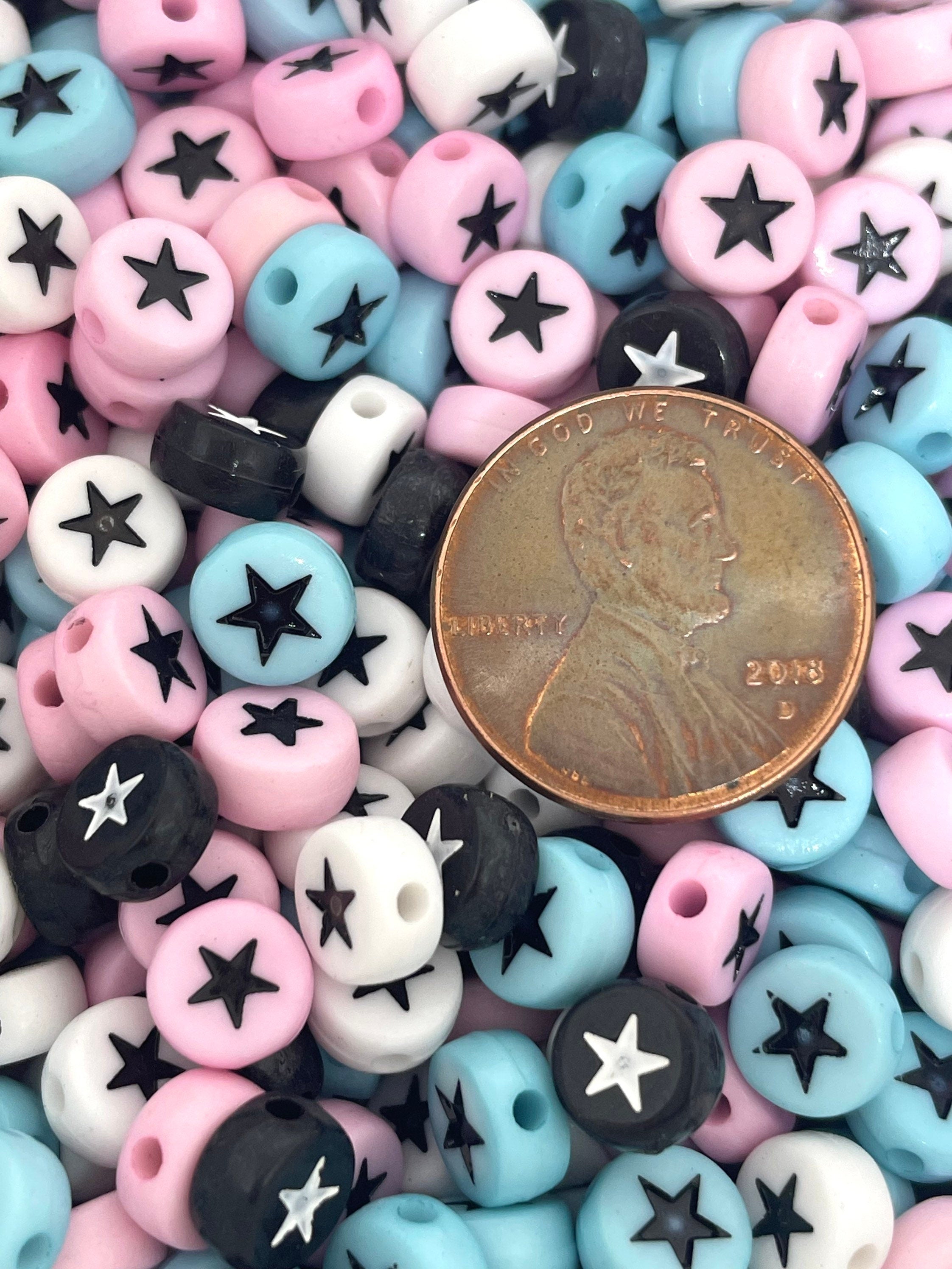 Cutie Star Coin Bead Assortment, 7mm Beads, Spacers for Alphabet Beads, Spacers for Letter Beads, Star Beads, Kawaii Beads, Unique Beads