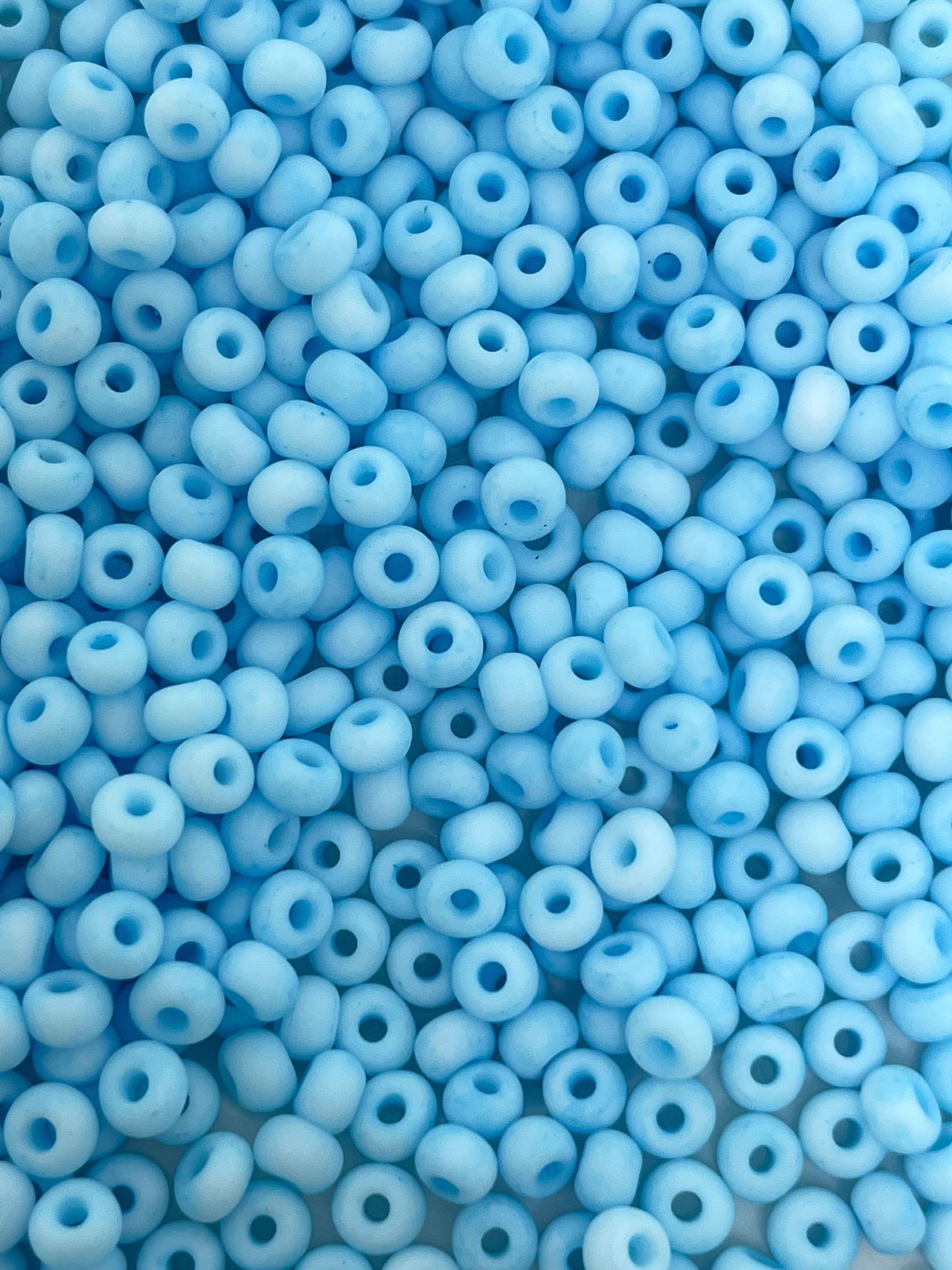 Tiny Matte Bright Blue Seed Beads, Blue Ice Cream Matte Seed Beads for Jewelry Making, Czech Seed Beads made from Glass