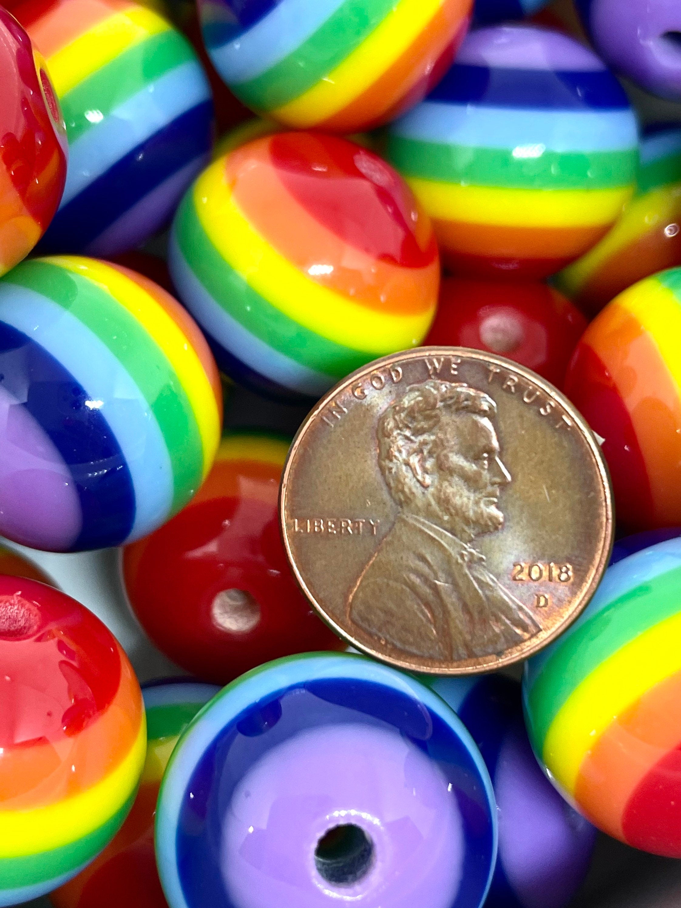 20mm Chunky Rainbow Beads for Pride Jewelry