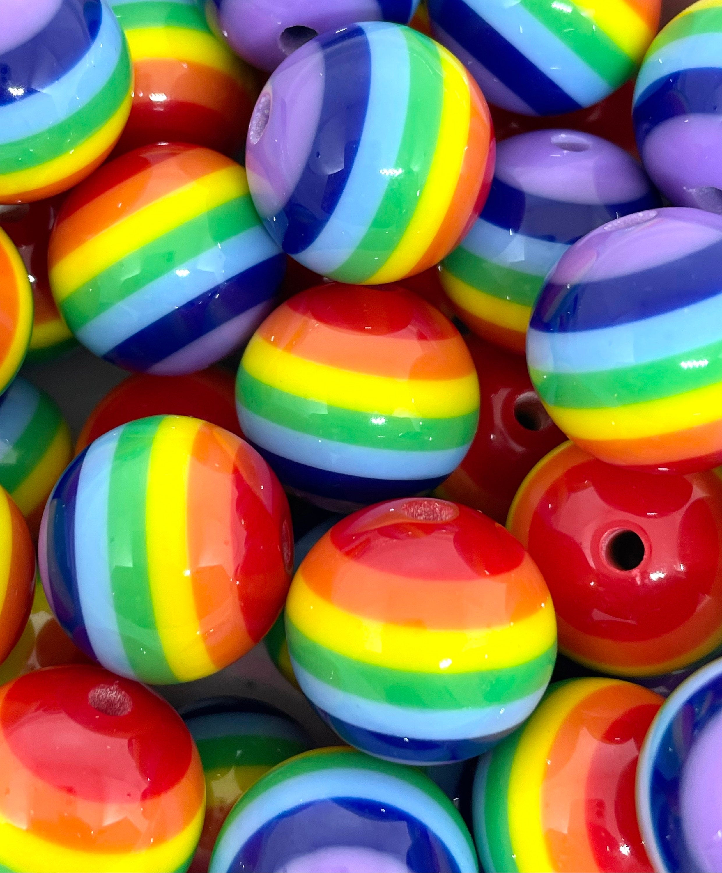 20mm Chunky Rainbow Beads for Pride Jewelry