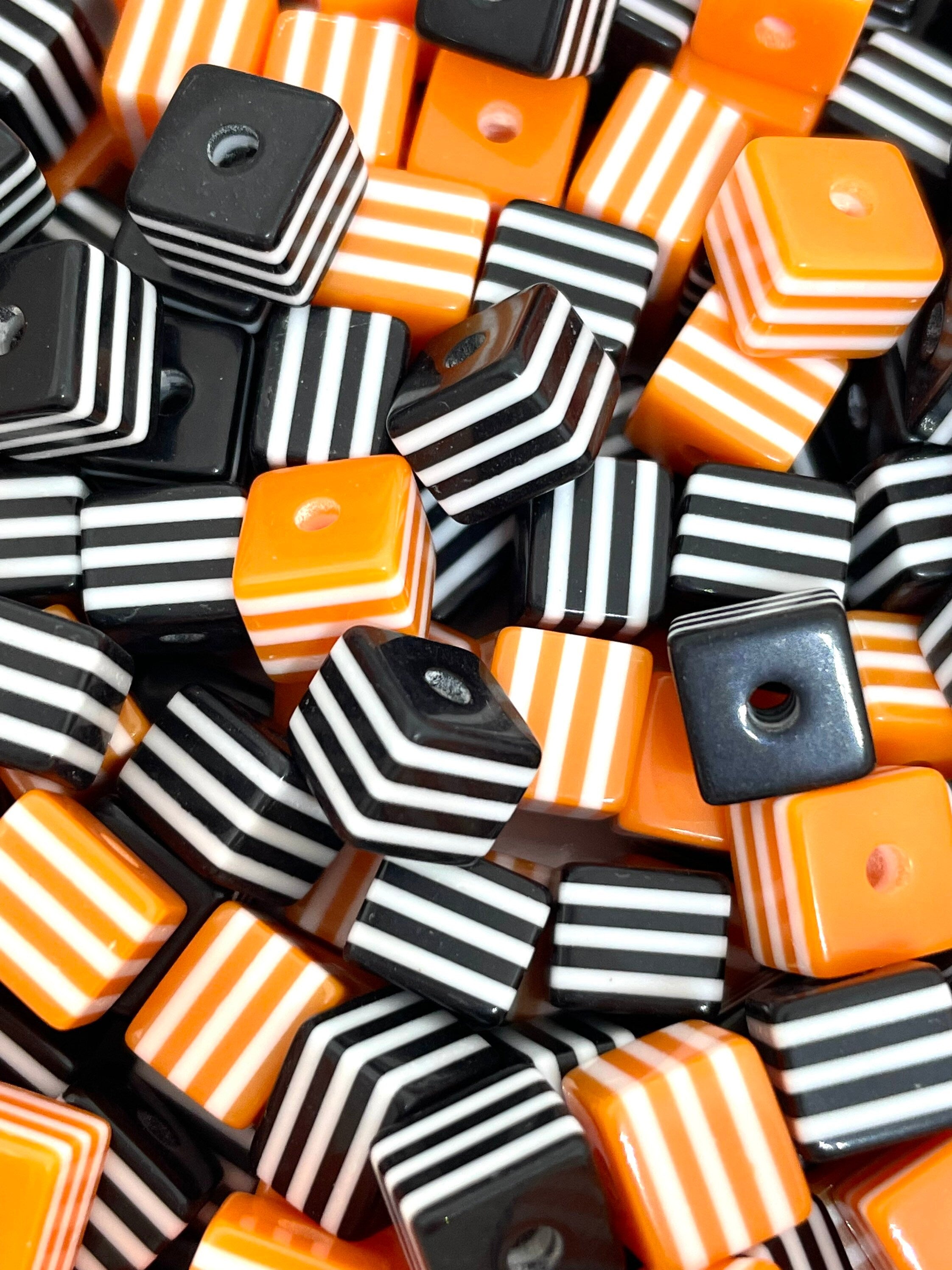 Halloween Candy Beads for Jewelry Making, Square Halloween Jewelry, Cube Beads, Goth Beads, Spooky Beads