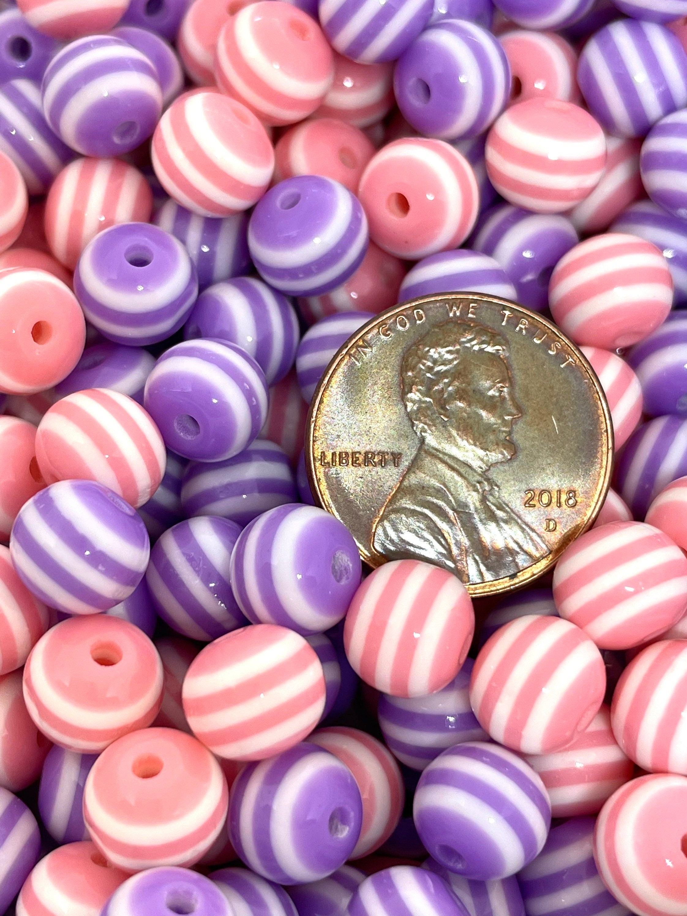 8mm Cute Pastel Striped Beads
