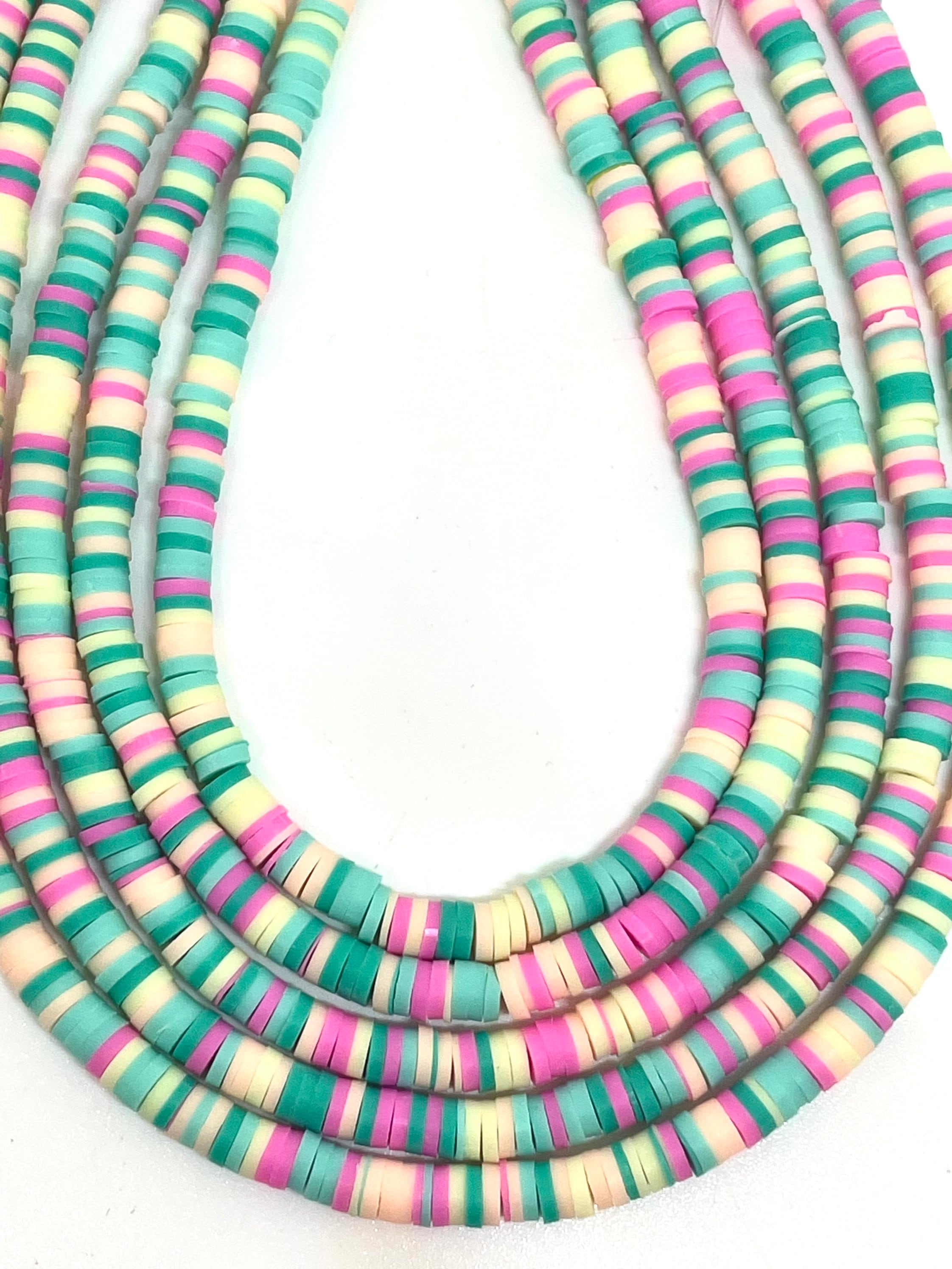 Mini Pastel Heishi Beads, Tropical Themed Necklace, Bead Set for Jewelry Making