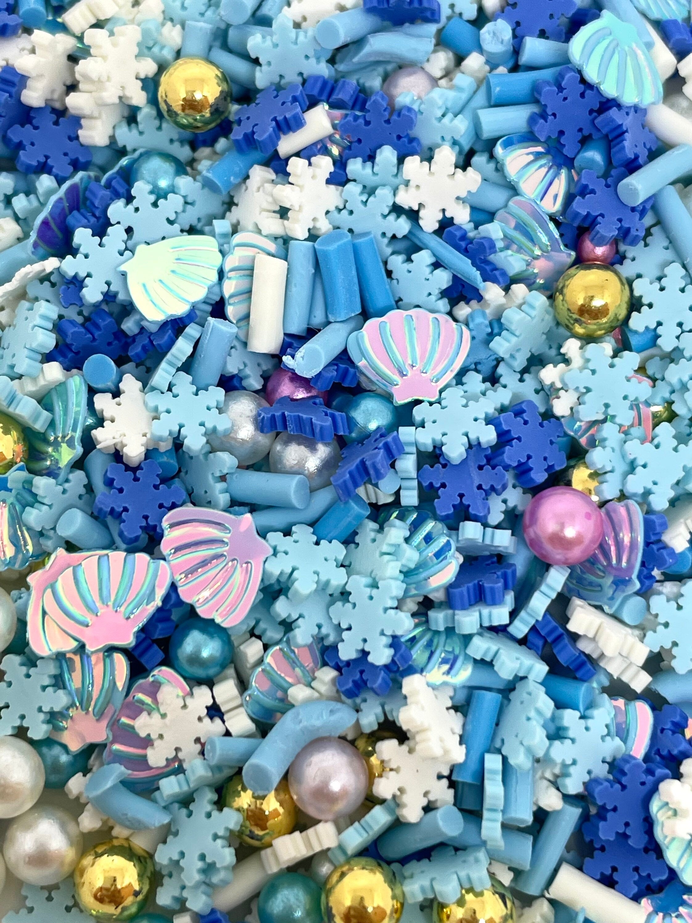 Mermaid Mix Seashell Fake Sprinkles Mix, Faux Sprinkles, Candy for Nail Art, Decoden, Cabochons, Resin, Slime Toppings, Mixers