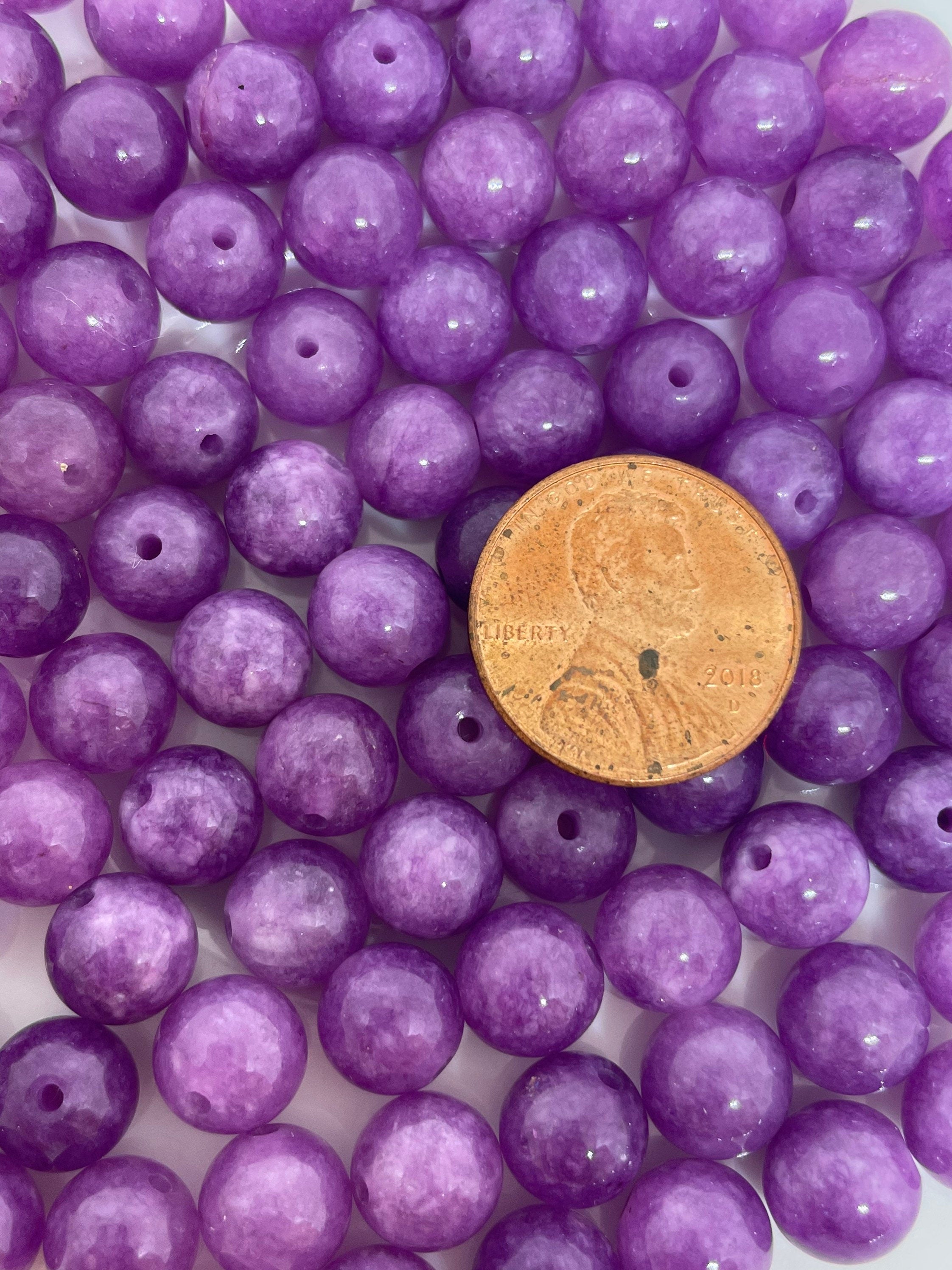 8mm Lilac Purple Jade Stone Beads