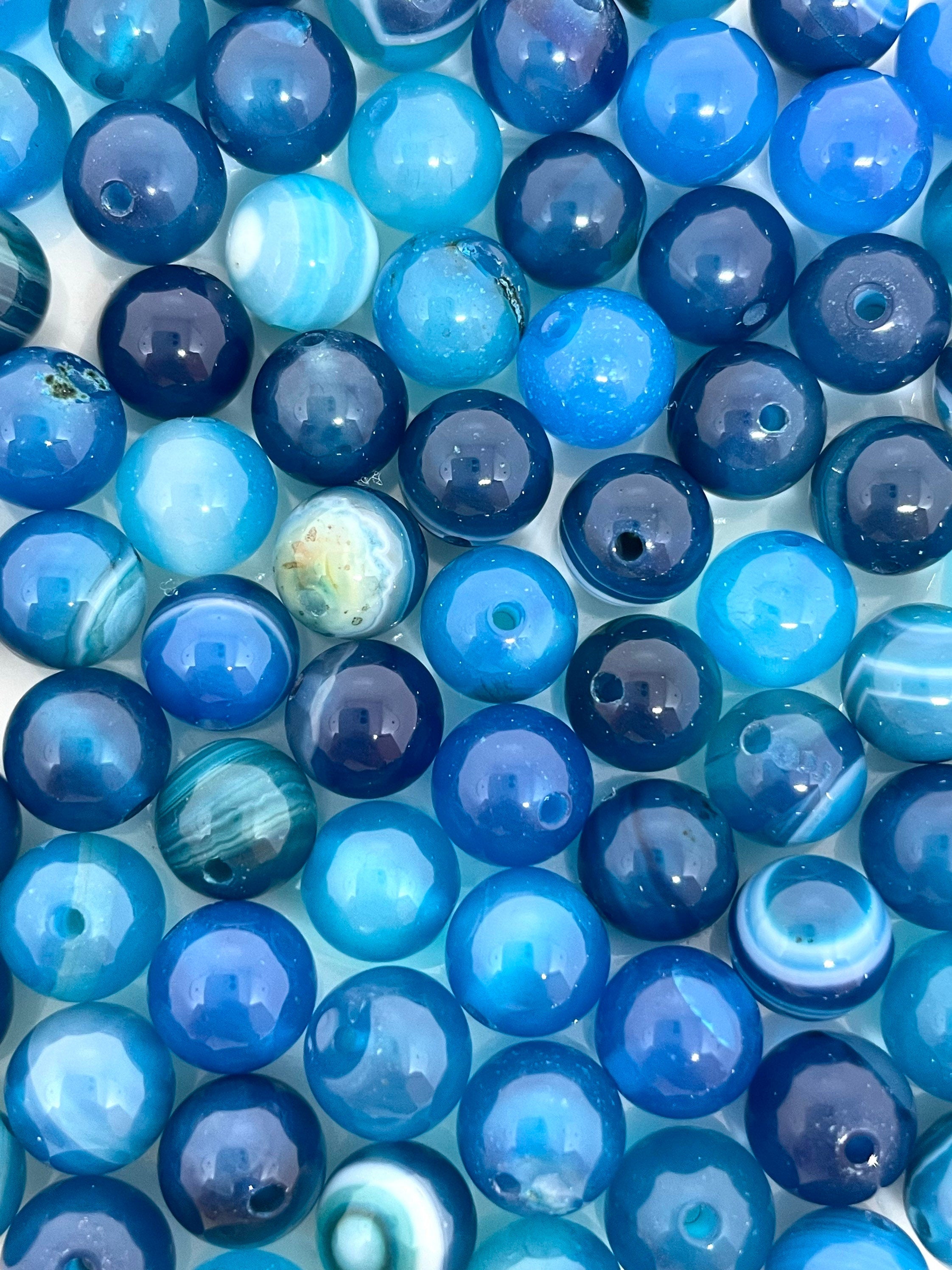 8mm Bright Blue Agate Stone Beads