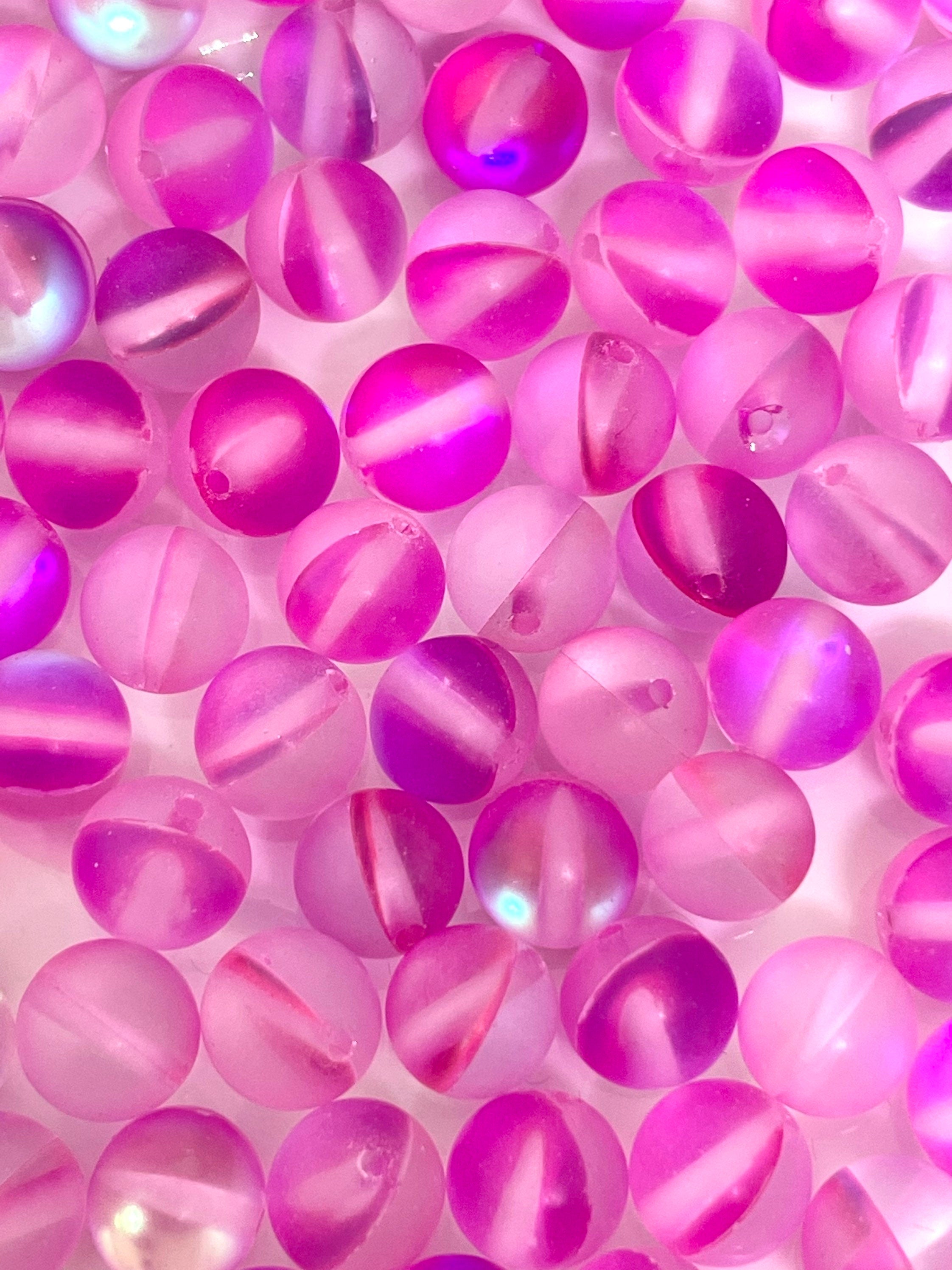 8mm Pink Cats Eye Moonstone Beads