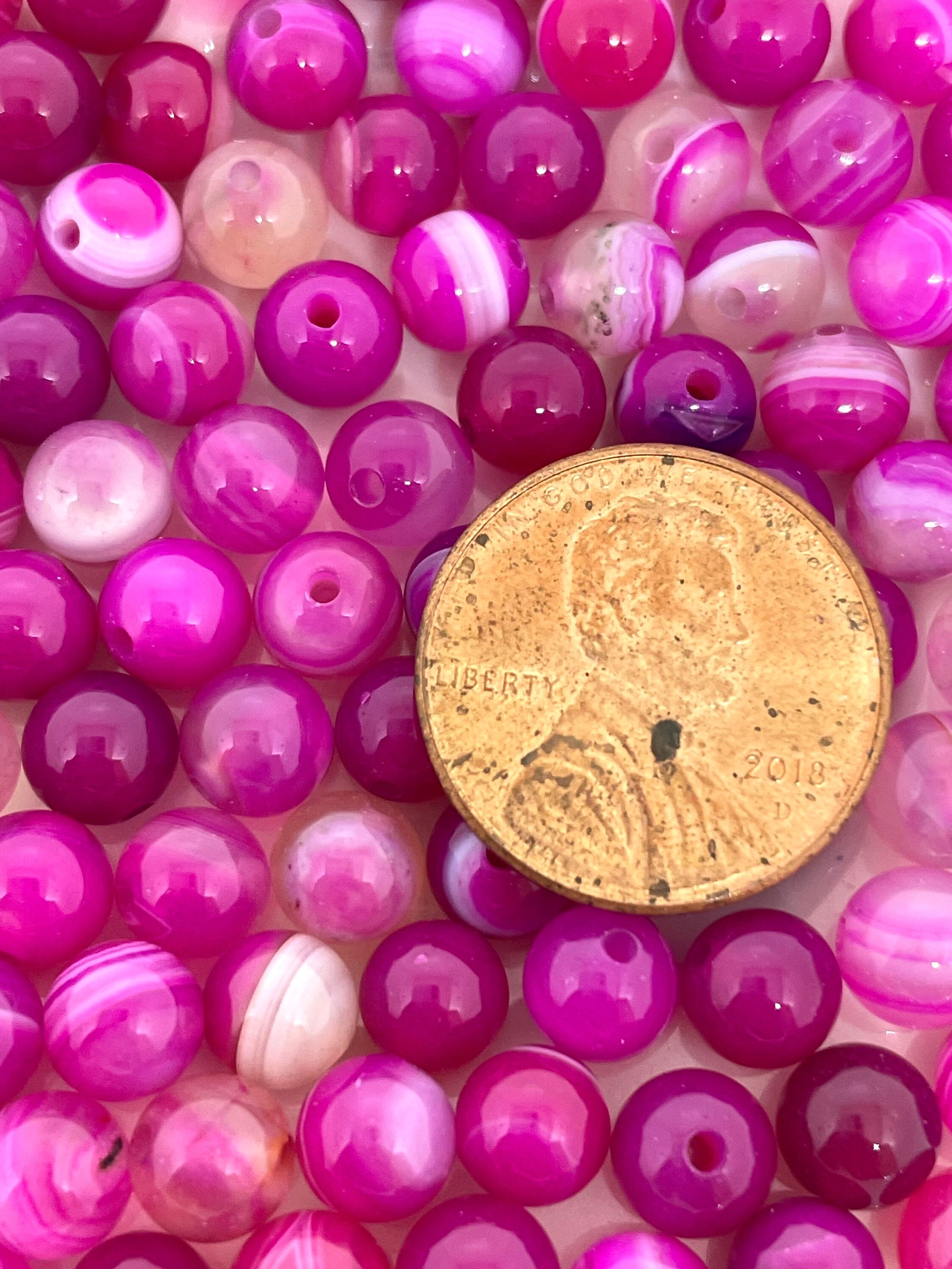 6mm Beautiful Magenta Agate Stone Beads