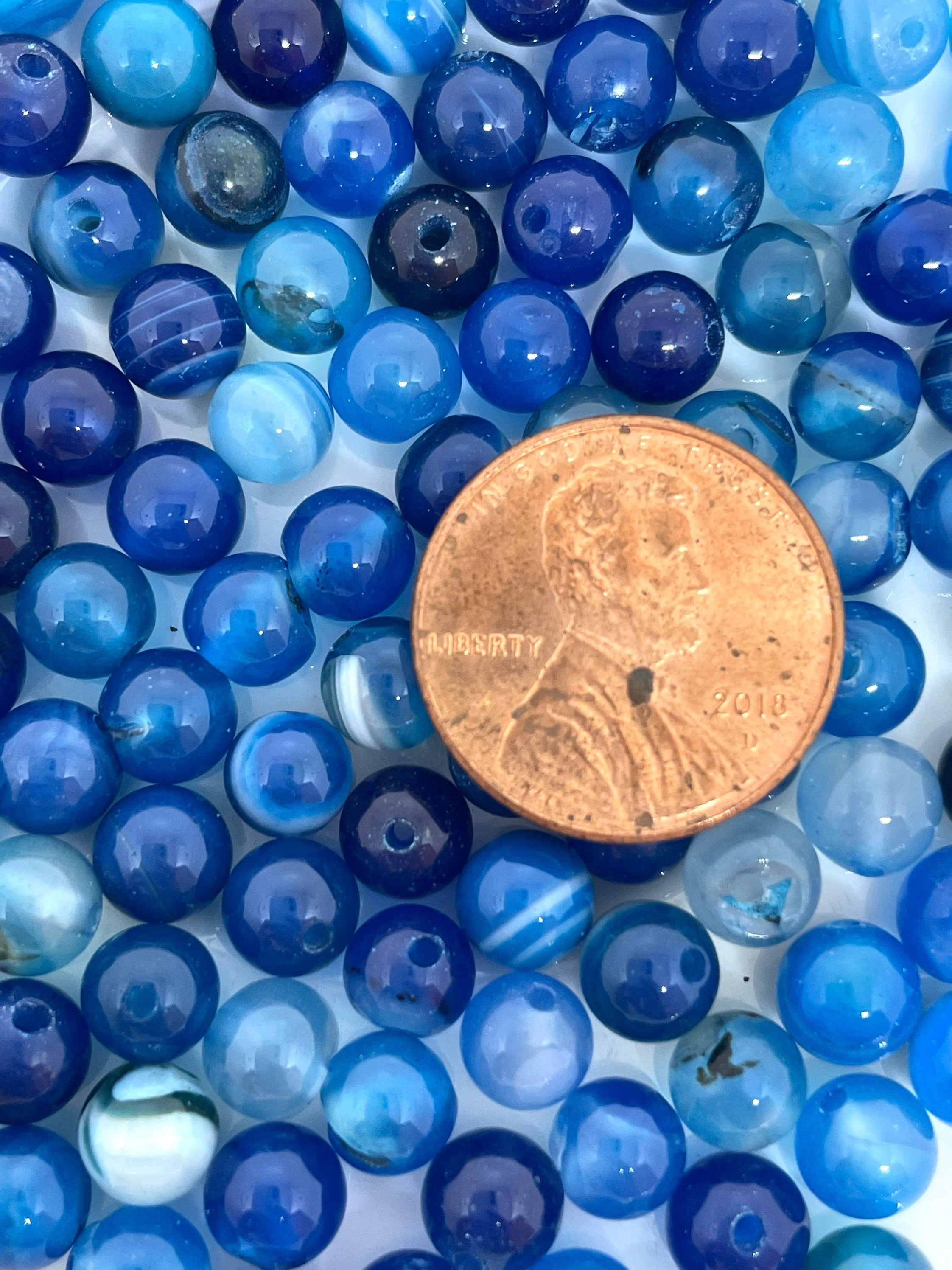 6mm Beautiful Natural Stone Blue Agate Beads