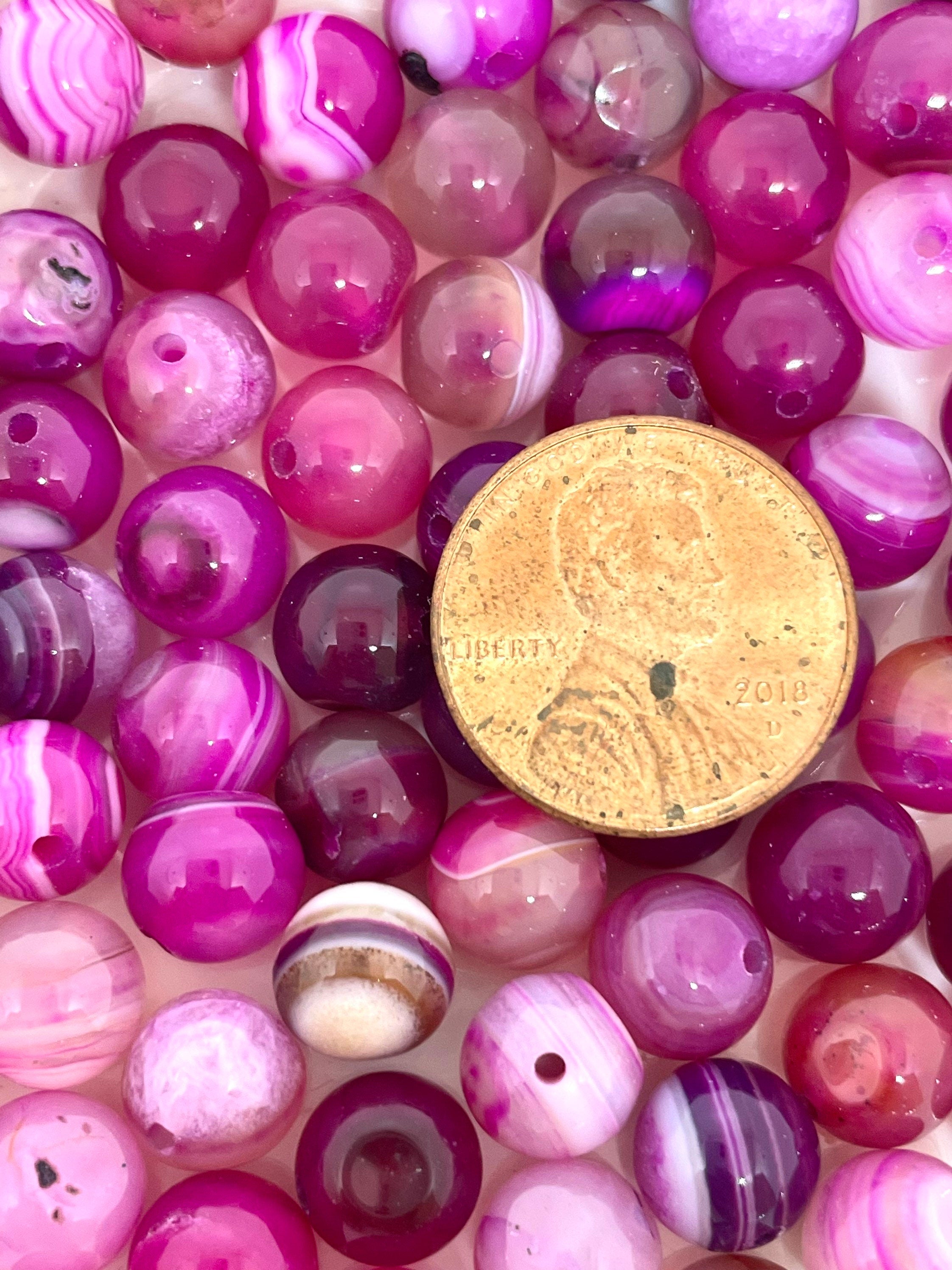 8mm Magenta Agate Beads