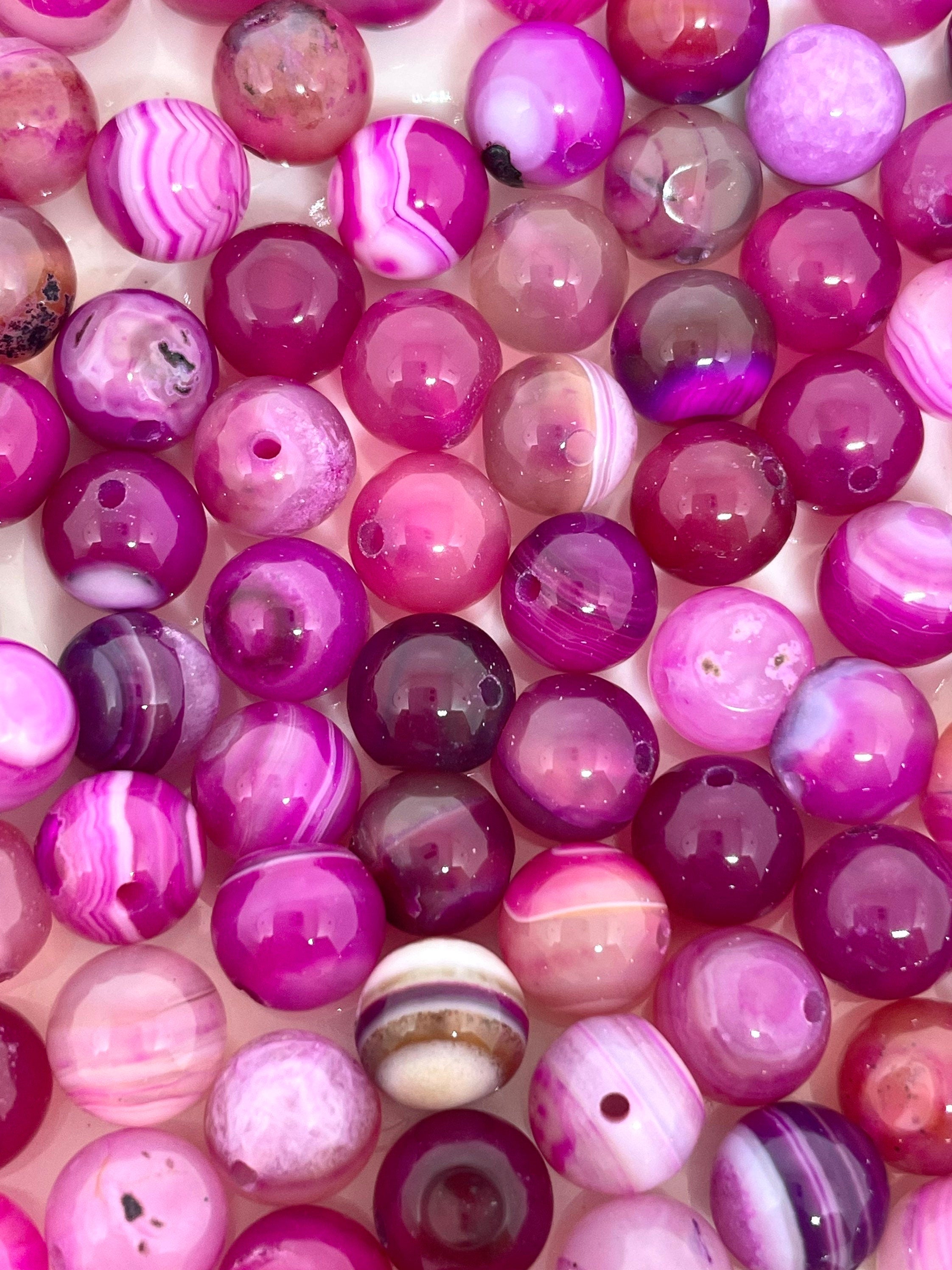 8mm Magenta Agate Beads