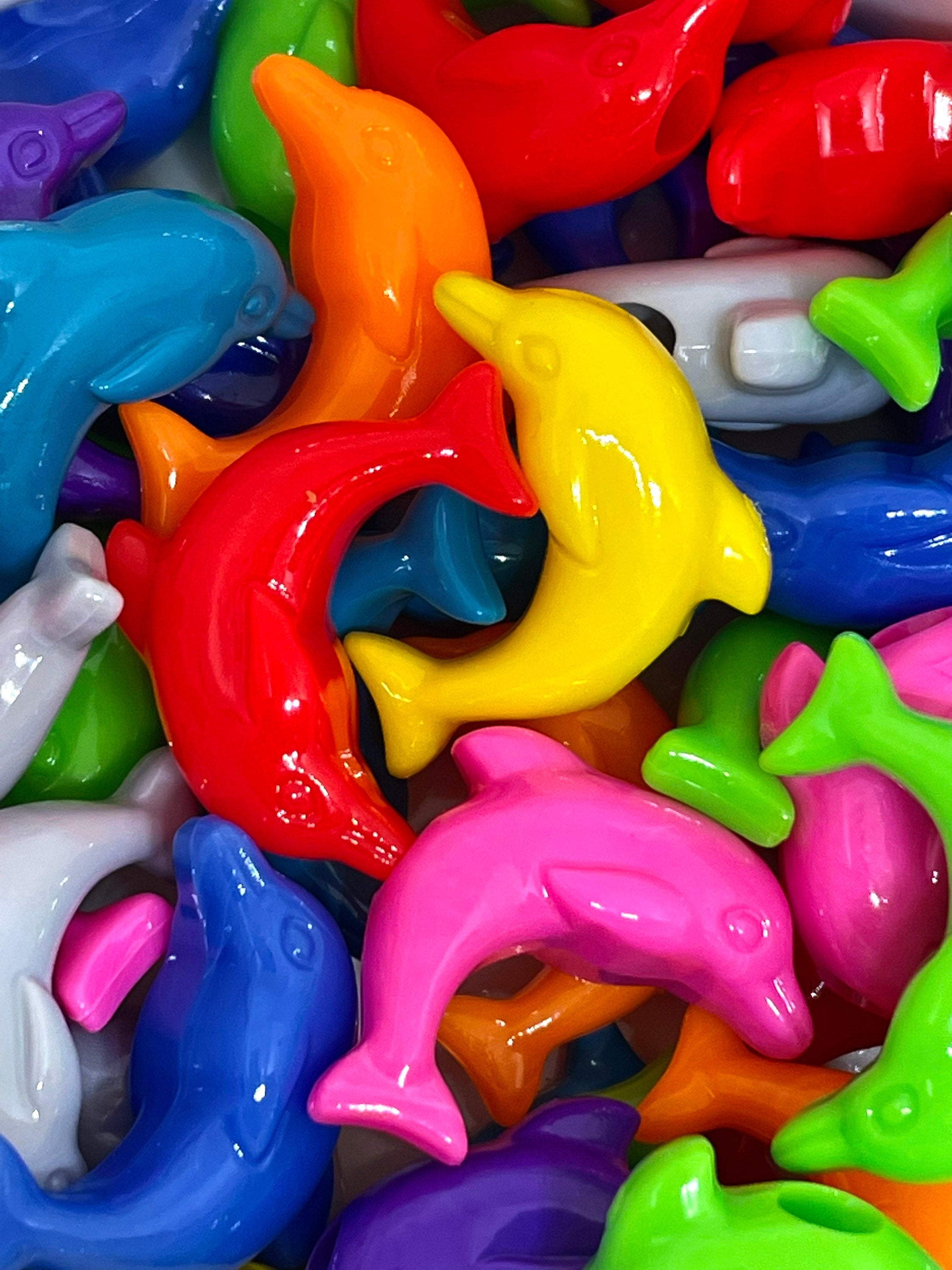 Bright Colored Dolphin Beads for Jewelry Making, Dolphin Charms, Ocean Beads, Animal Beads for Necklace, Kids Jewelry