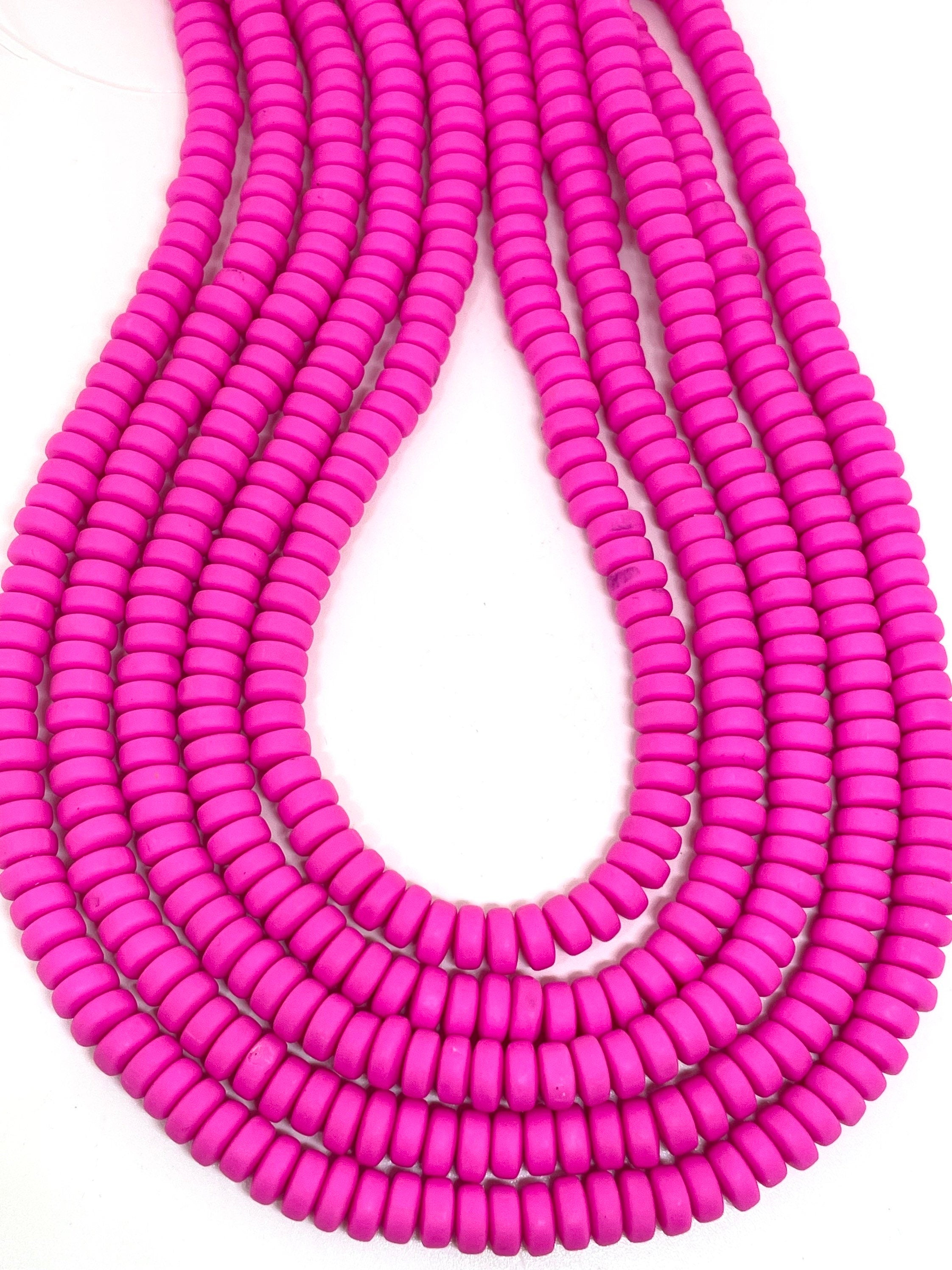 Baby Pink Candy Necklace Beads, Pink Heishi Beads for Jewelry