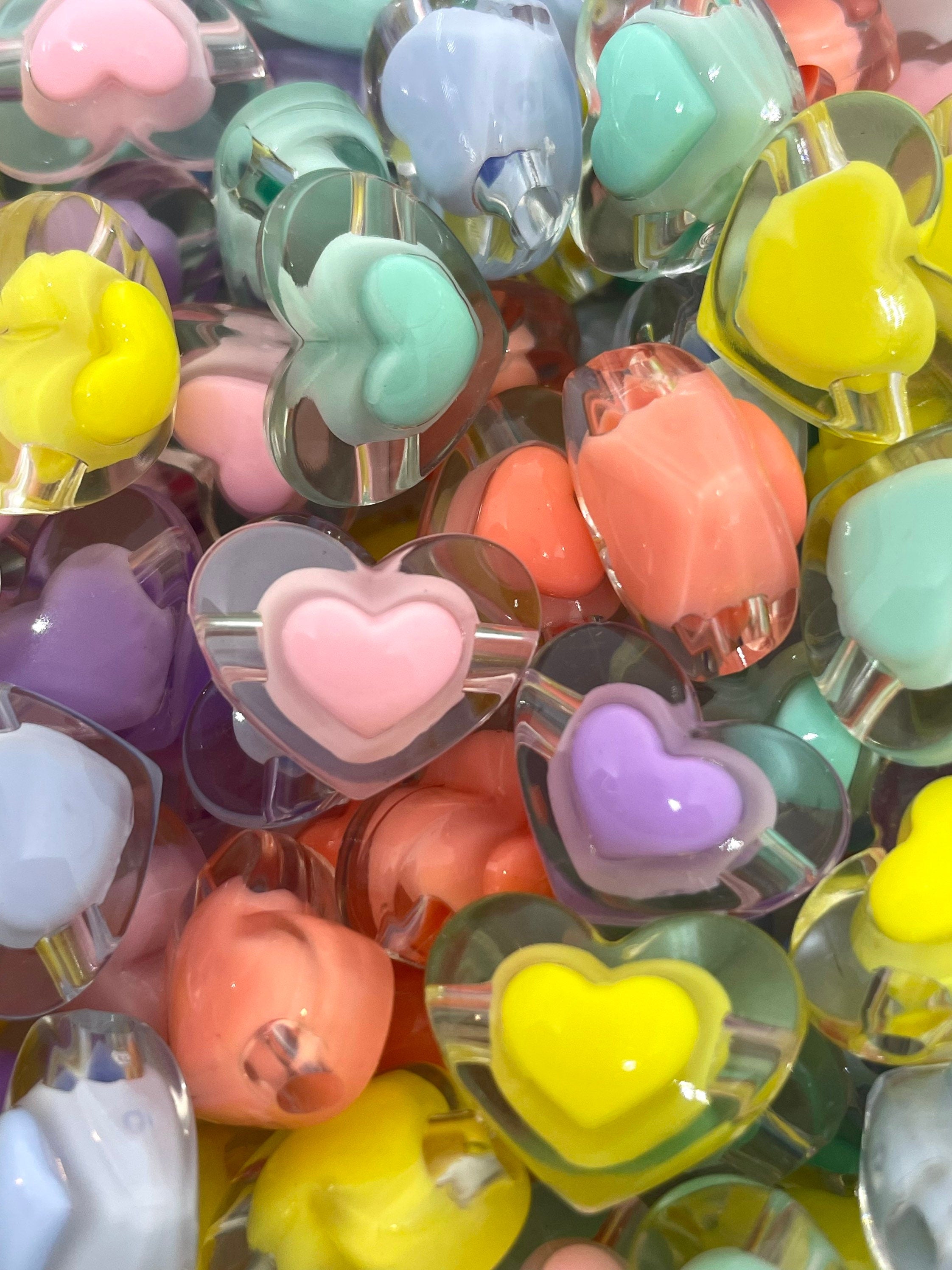 17mm Chunky Pastel Heart Beads