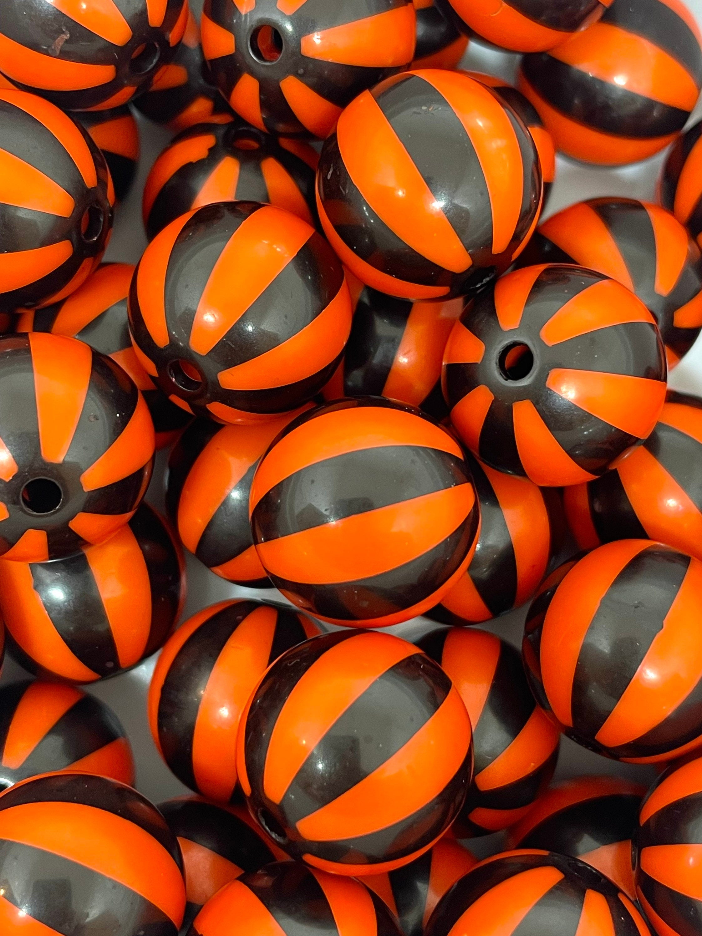 20mm Chunky Halloween Striped Beach Ball Beads