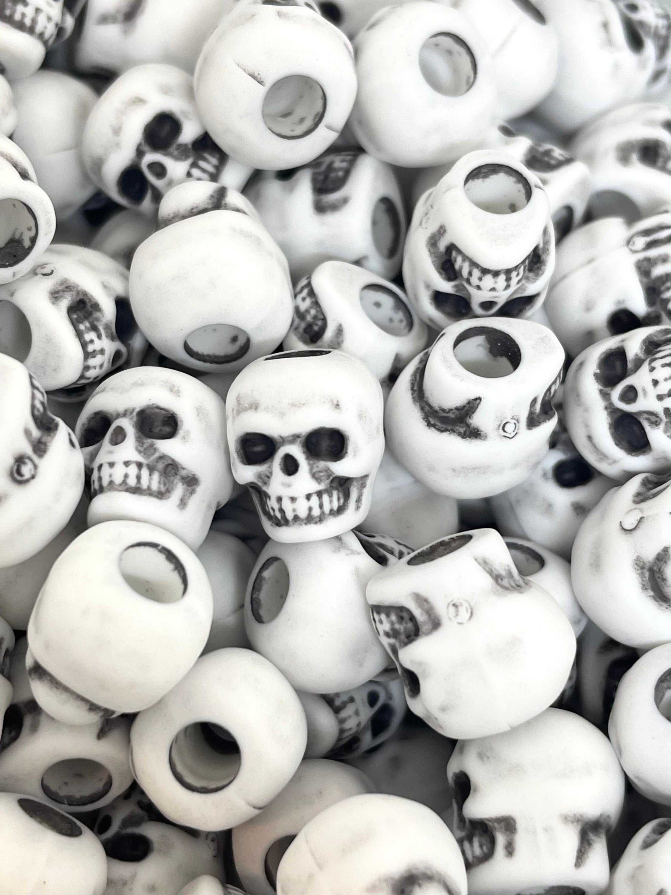 Spooky White Skull Beads for Halloween, Gothic Jewelry, Gothic Lolita, Skeleton Beads, Charms