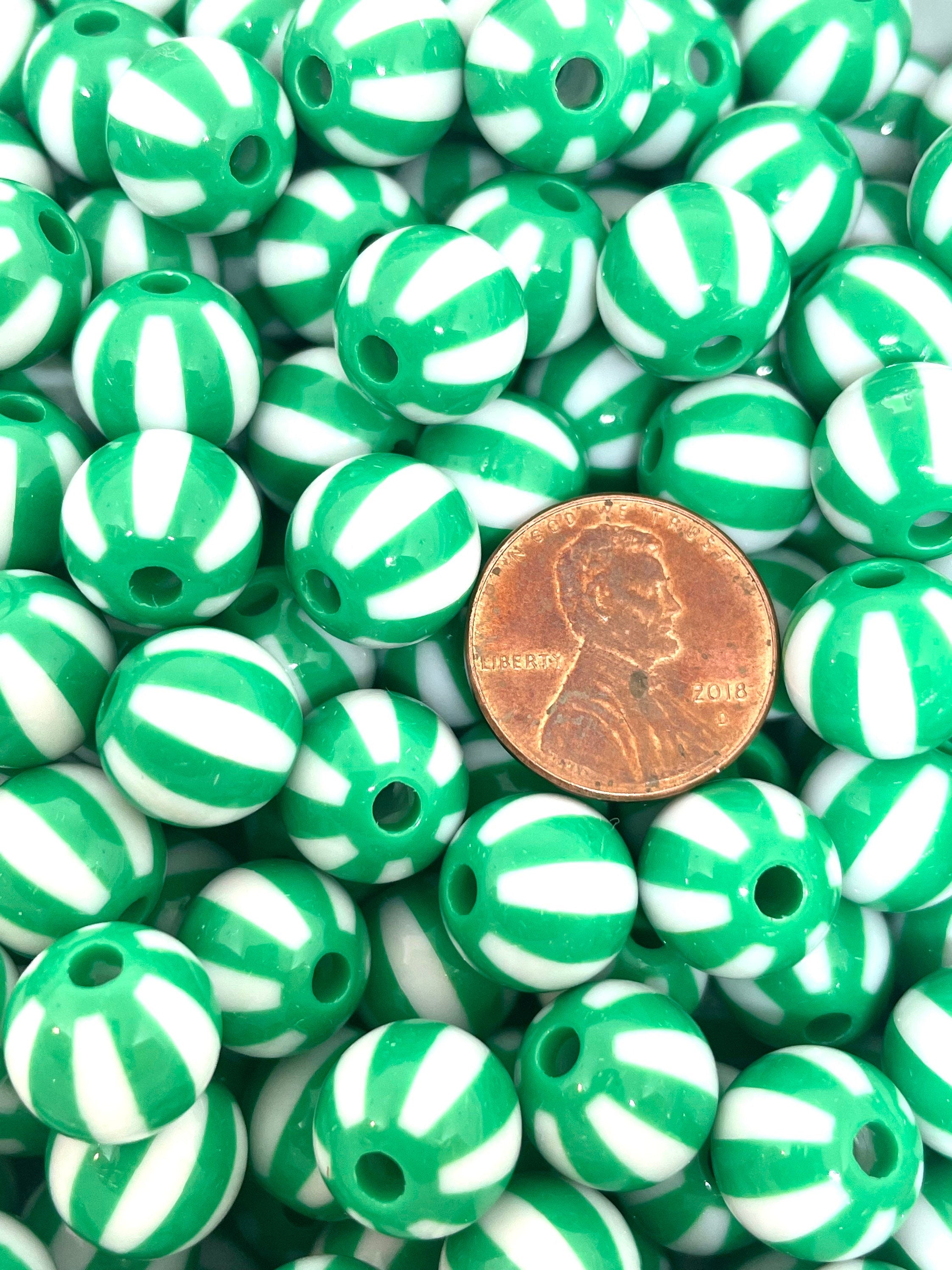 12mm Christmas Peppermint Beads