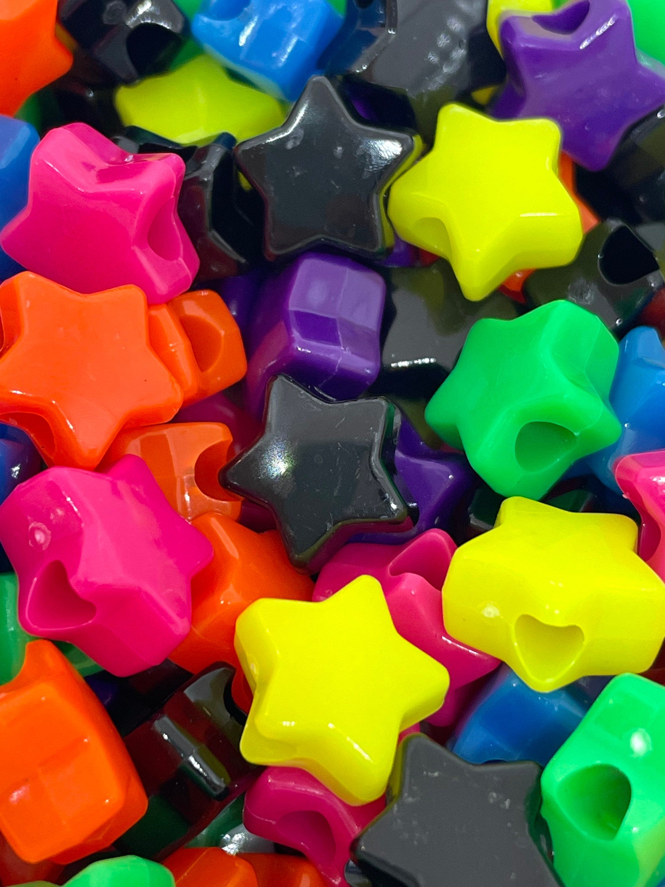 Neon Star Bead Mix, Rave Beads, Bracelet Beads, Star Shaped Beads