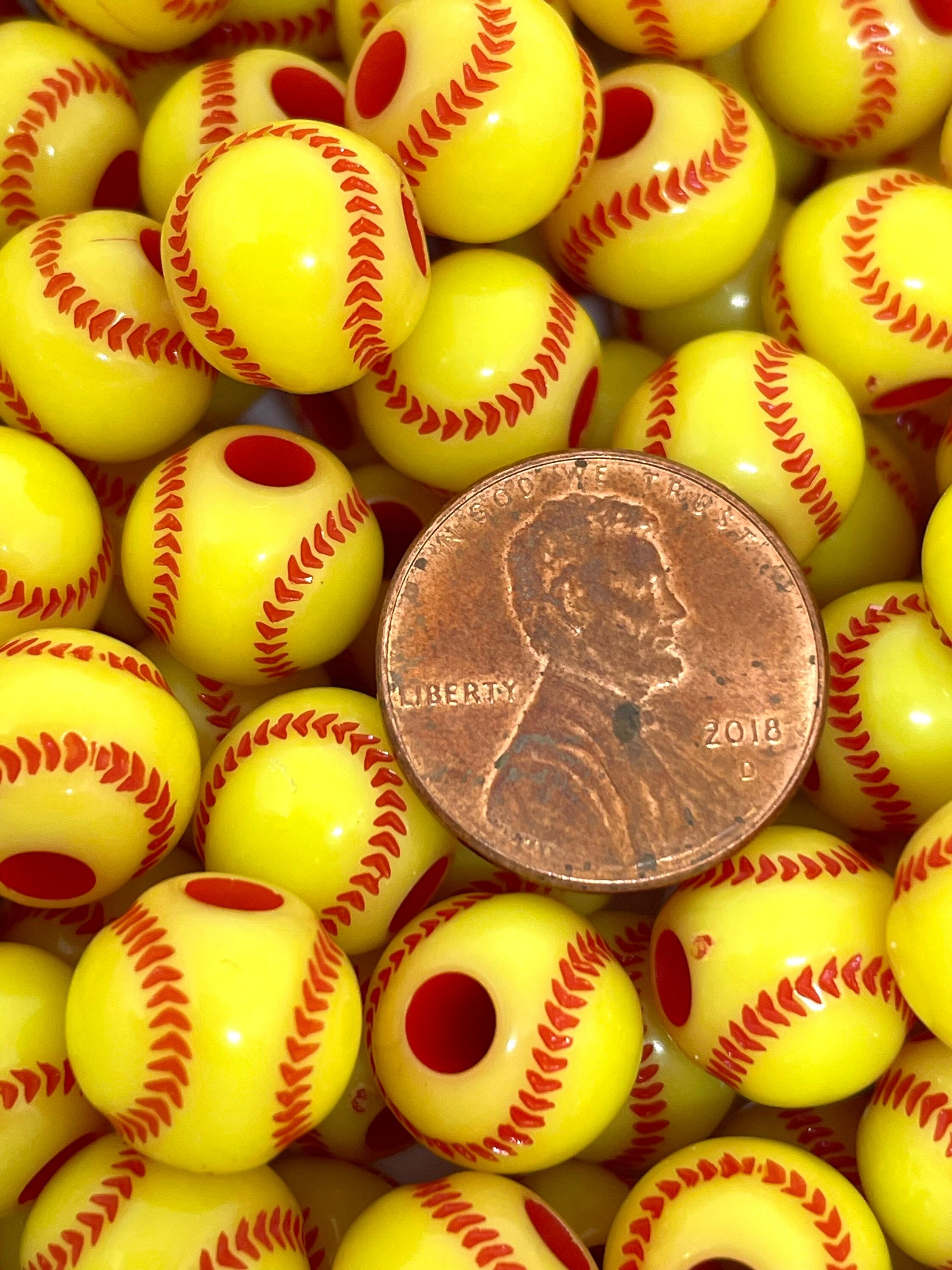 12mm Softball Beads, Sports Beads