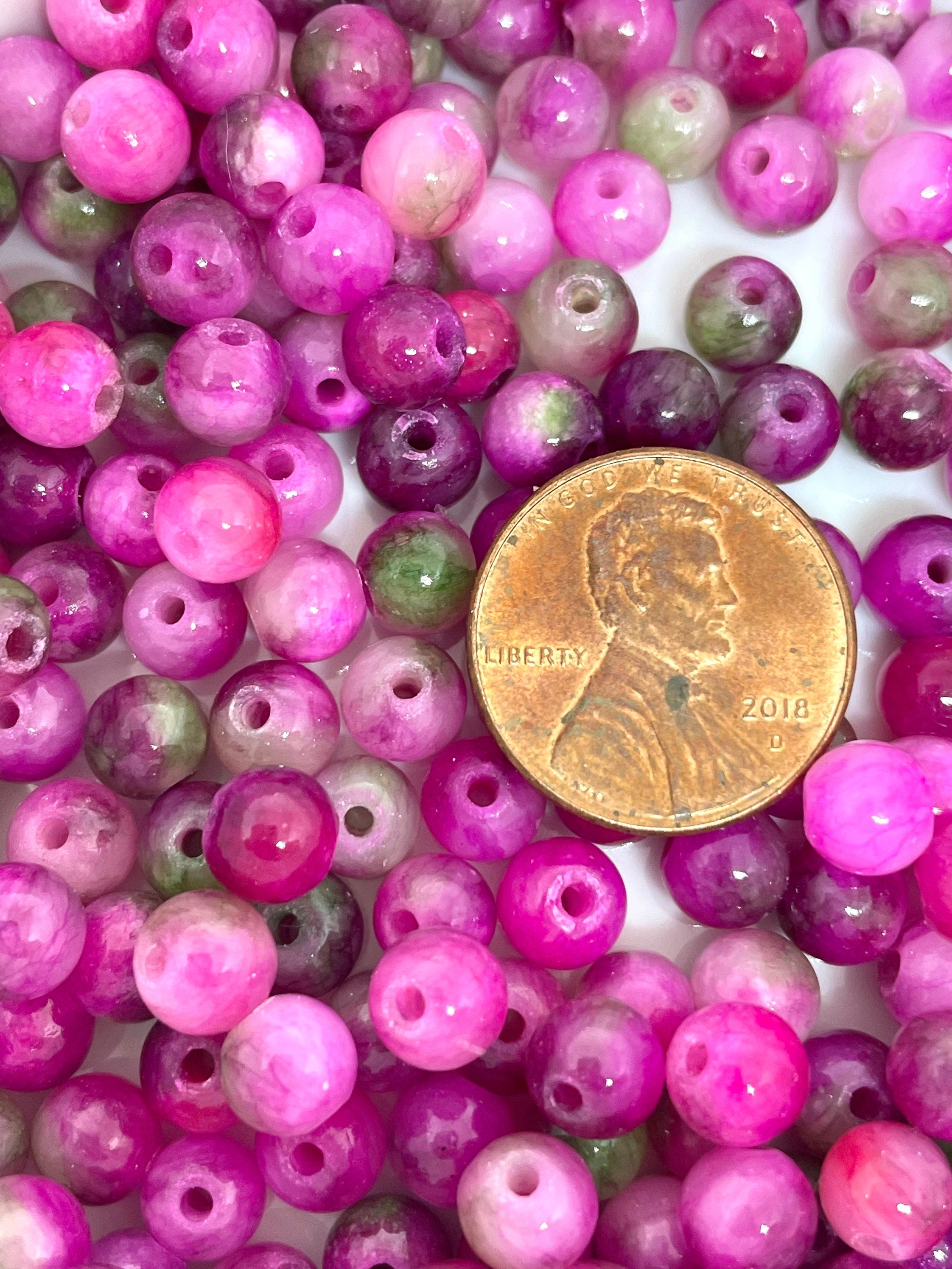 Pink Persian Jade 6mm Natural Gemstone Beads Pink White Beads For Bracelets