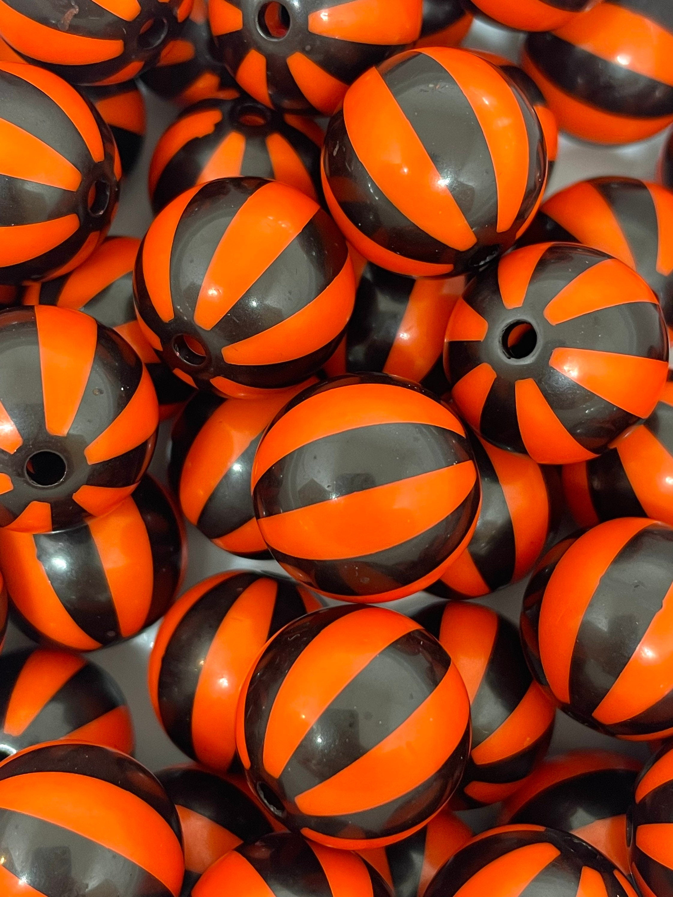 20mm Chunky Halloween Striped Beach Ball Beads