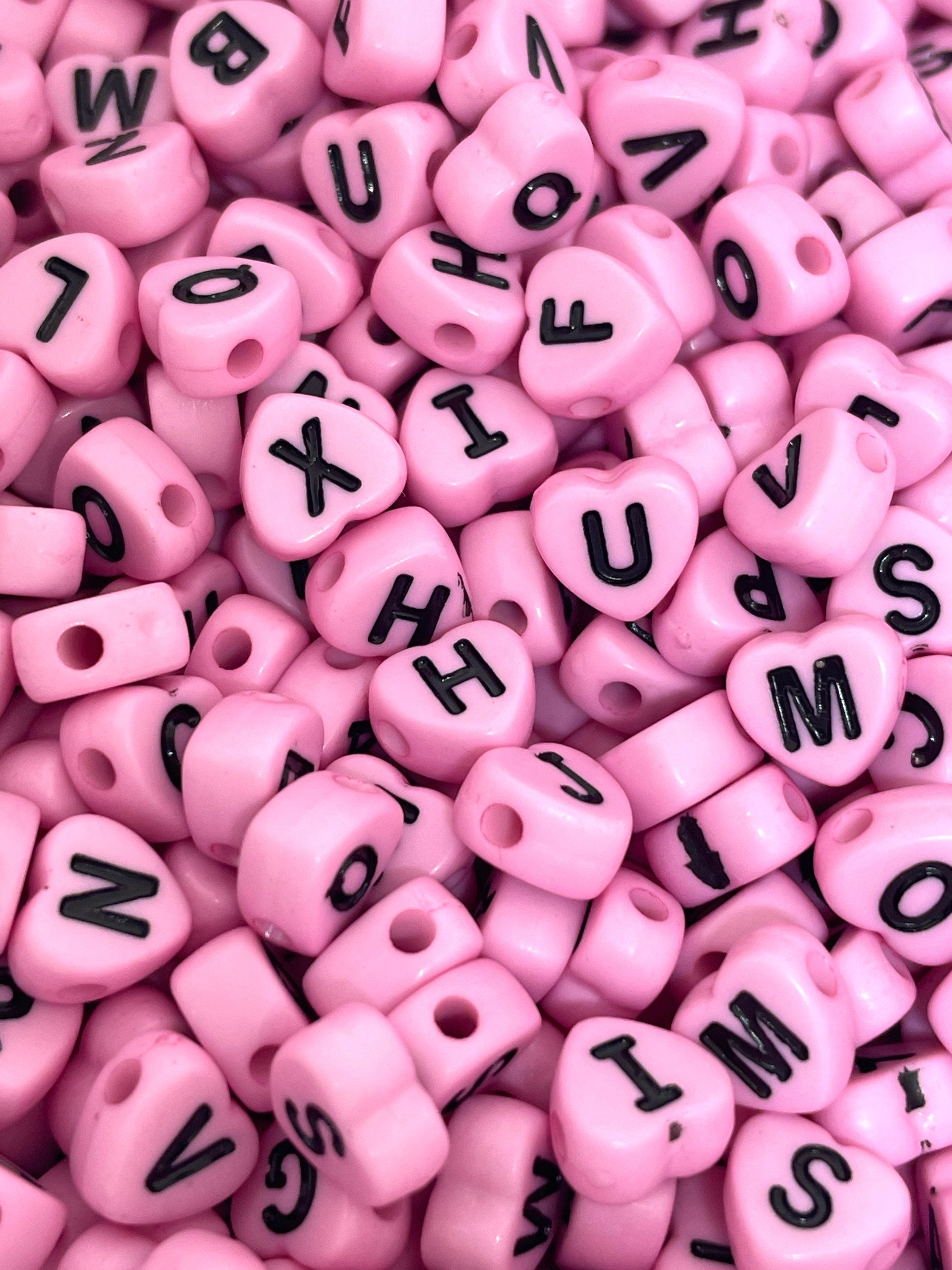 Pretty Pink Alphabet Beads for Bracelet, Bright Pink Letter Beads, Name  Beads Necklace, Name Beads Bracelet Supplies, Beads for Names