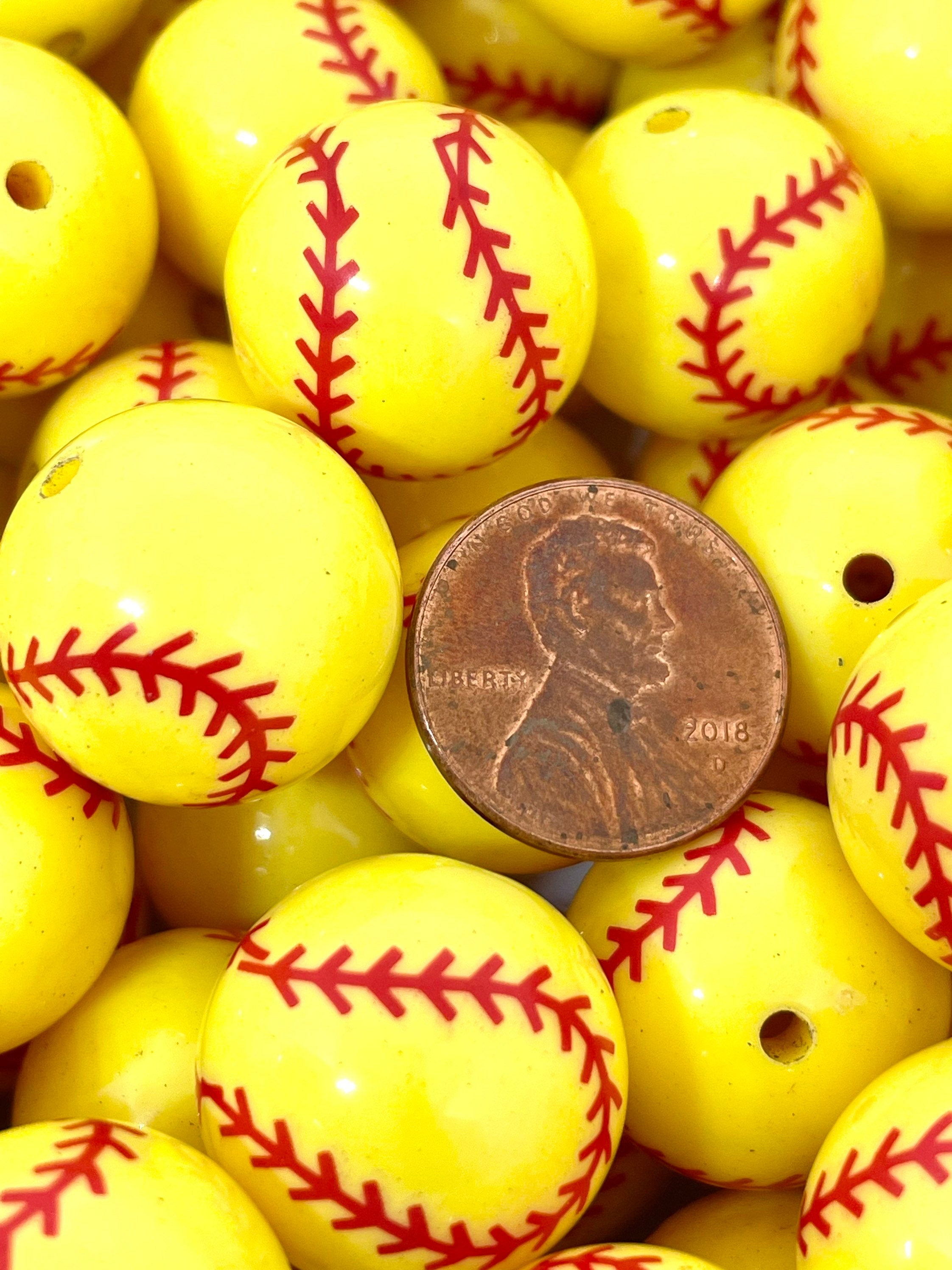 20mm Chunky Softball Beads, Sports Beads