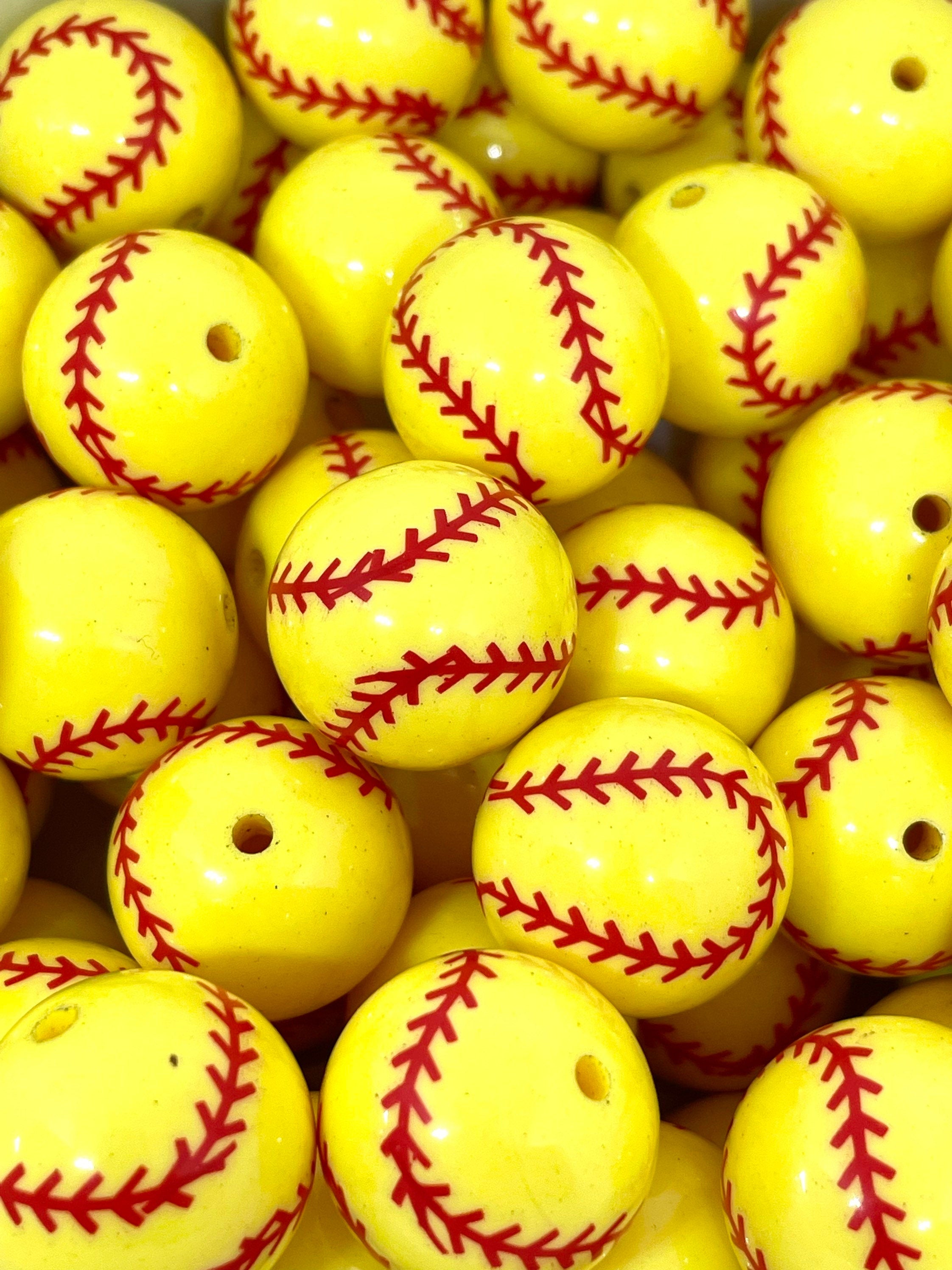 20mm Chunky Softball Beads, Sports Beads