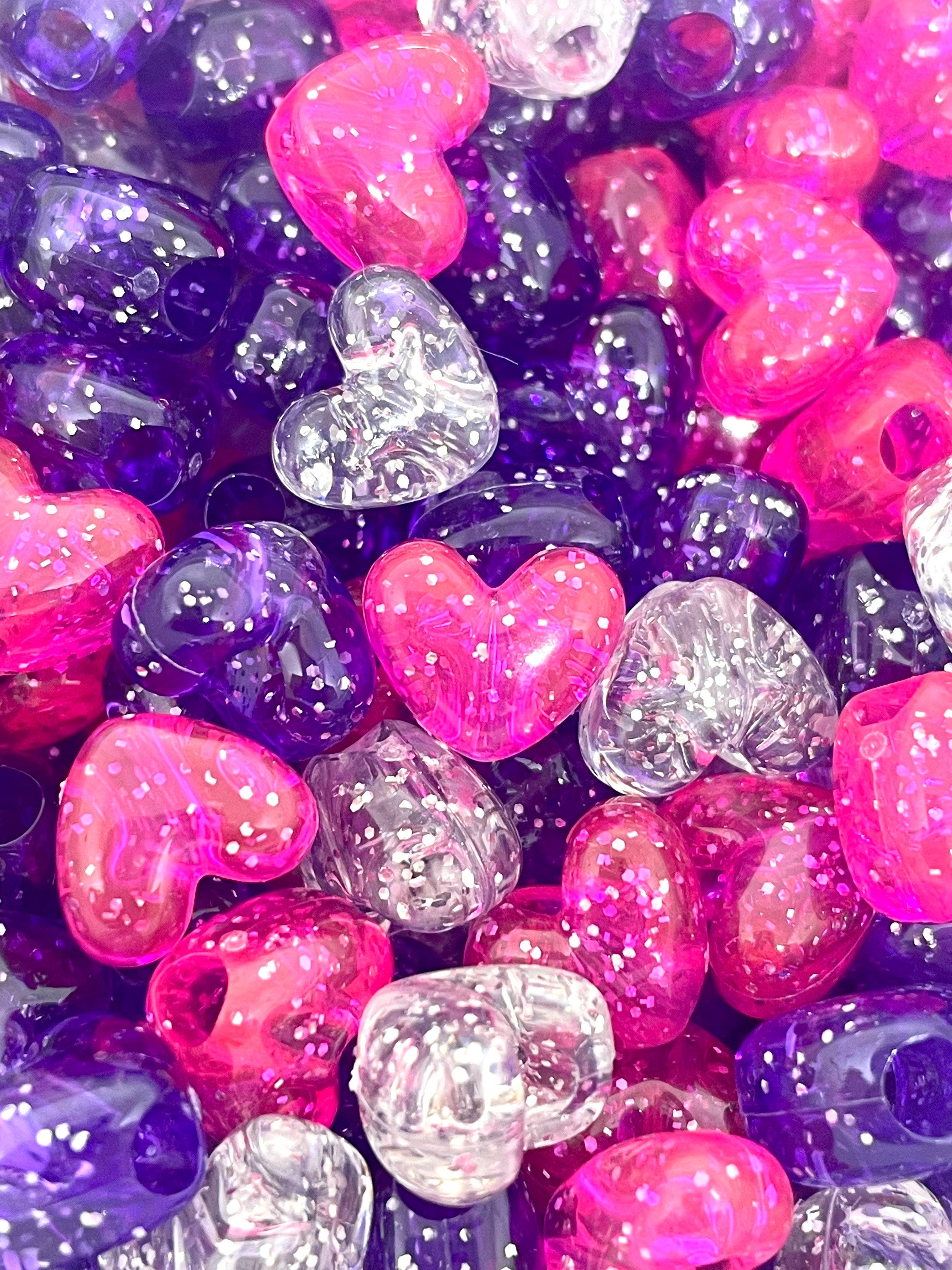 Bright Pink Heart Mix for Valentine's Day, Valentines Day Bead Assortm