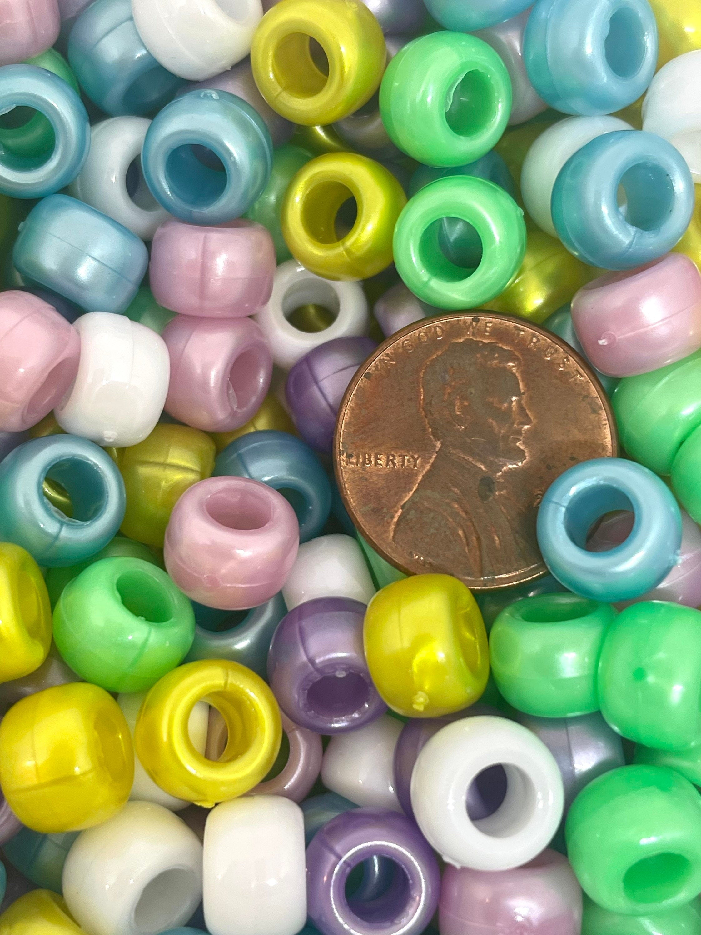 Pearl Pastel Beads, Easter Themed Pony Beads, Barrel beads, Kandi Beads