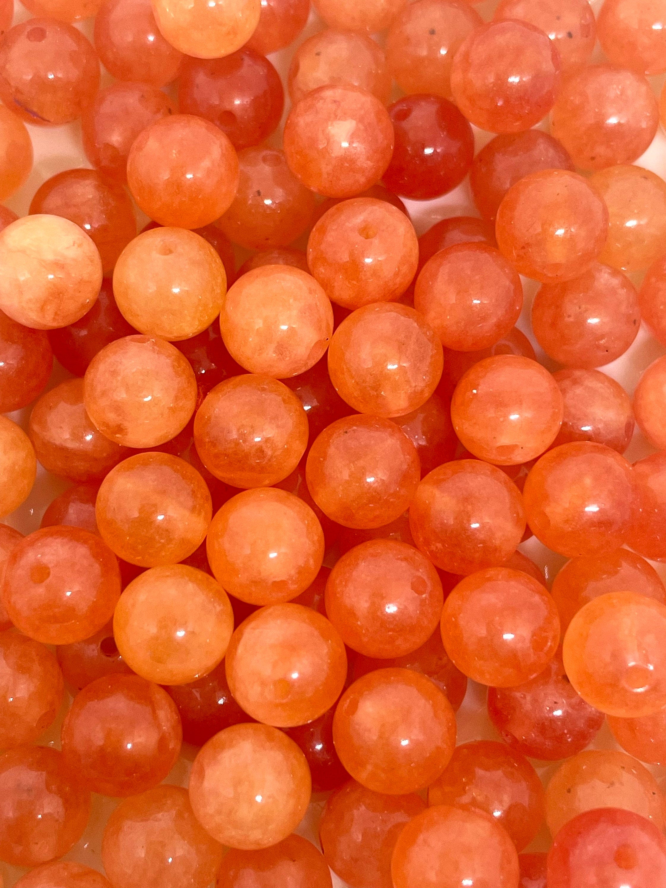 8mm Orange Jade Stone Beads