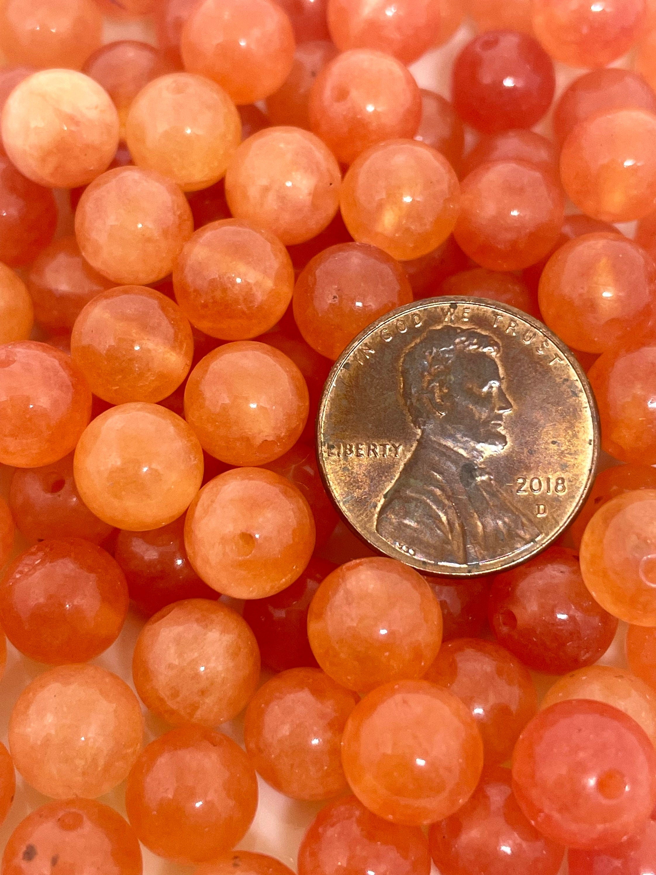 8mm Orange Jade Stone Beads