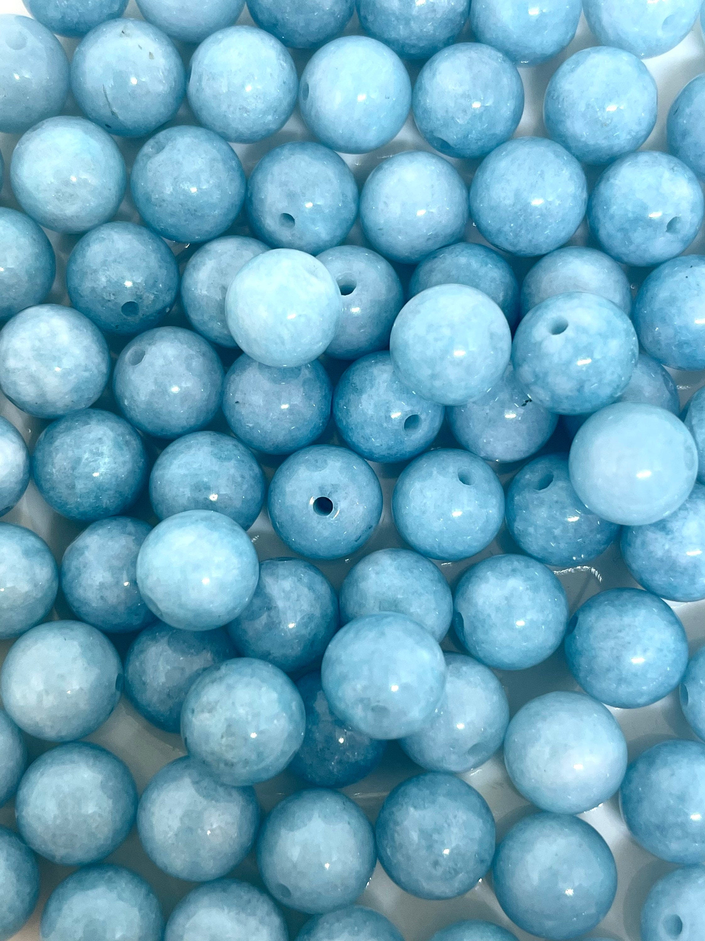 8mm Ocean Blue Chalcedony Beads