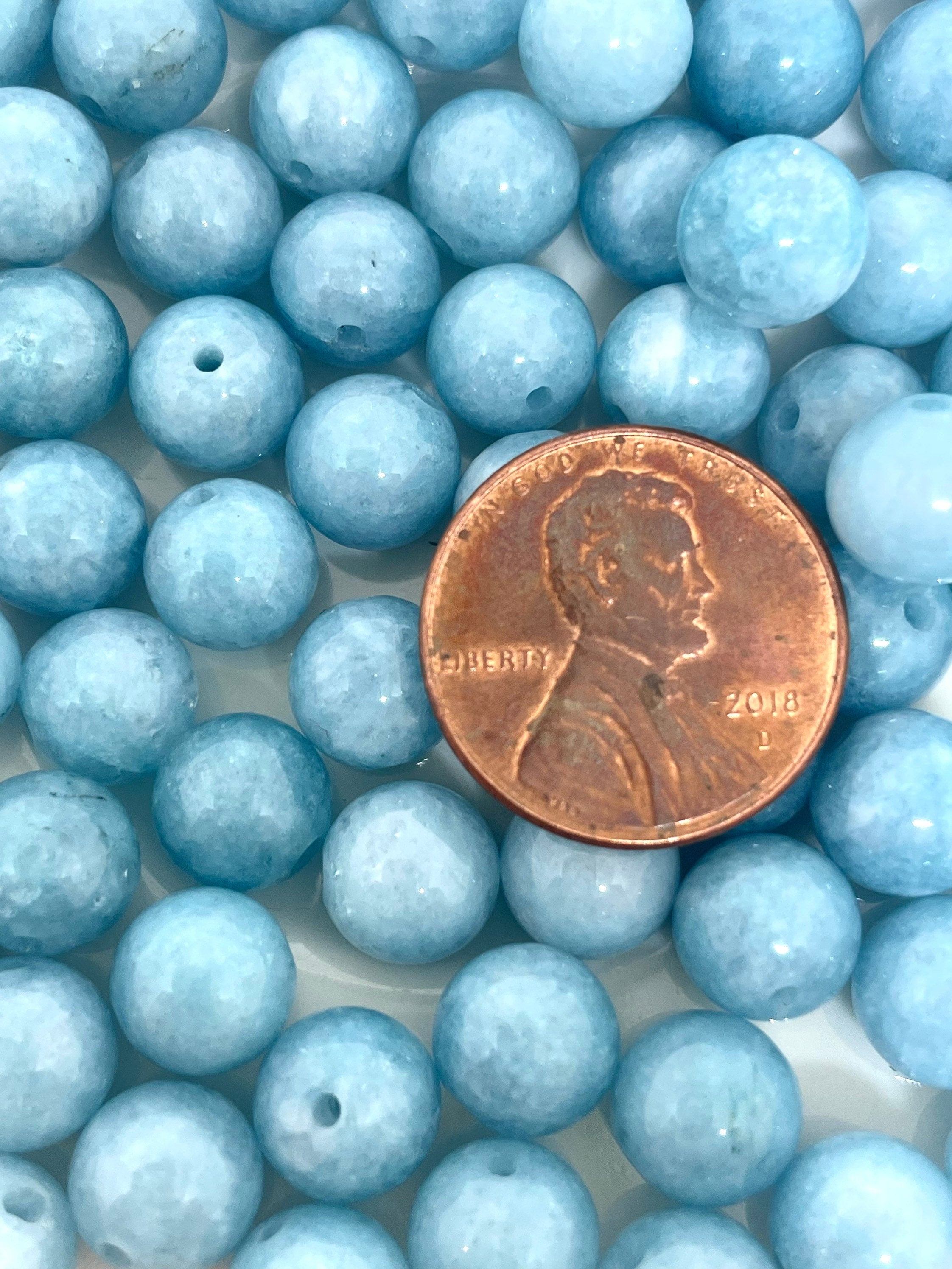 8mm Ocean Blue Chalcedony Beads