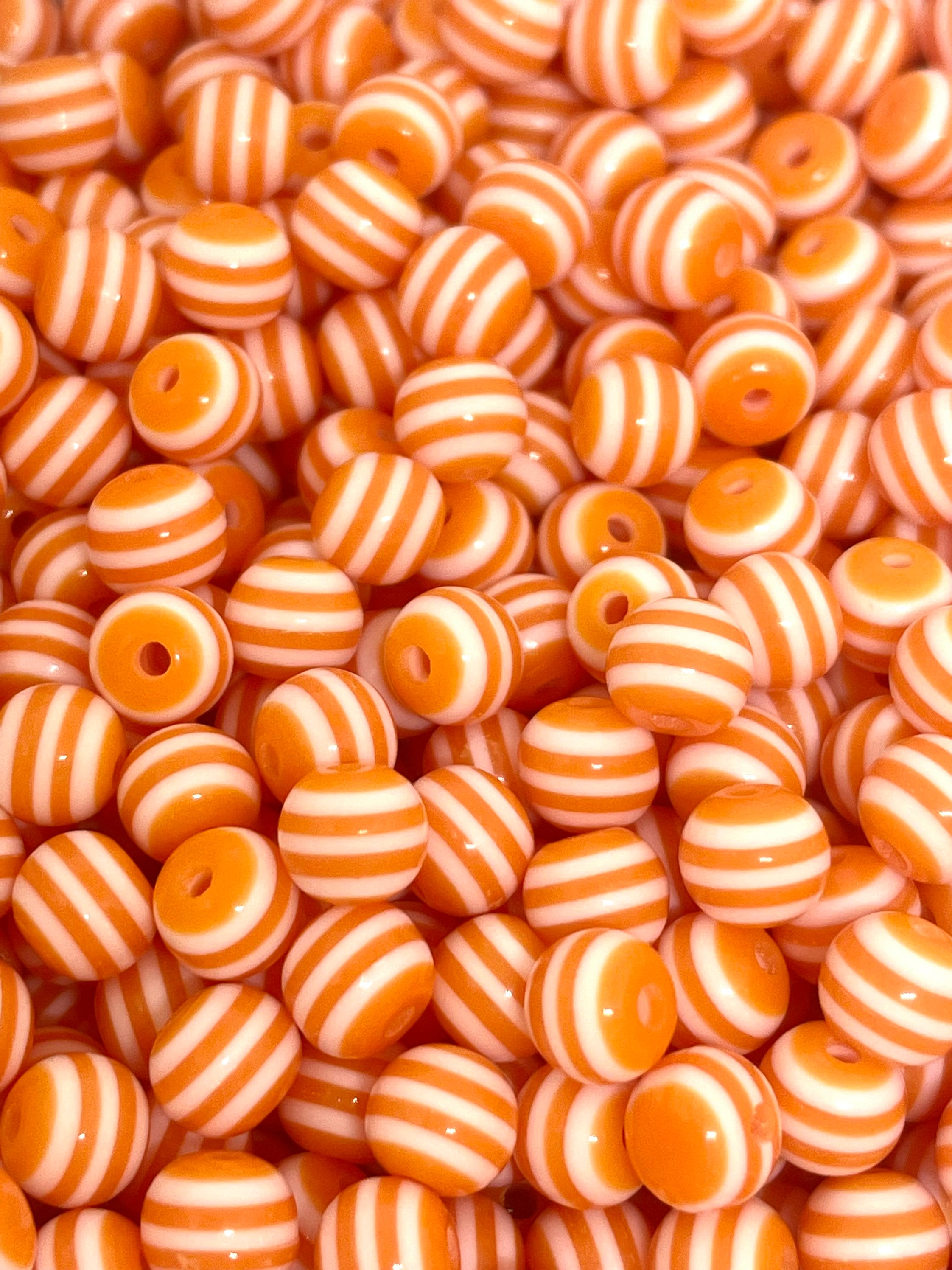 Orange Creamsicle Striped Resin Beads, Halloween Beads, Orange Themed, 6mm or 8mm Beads