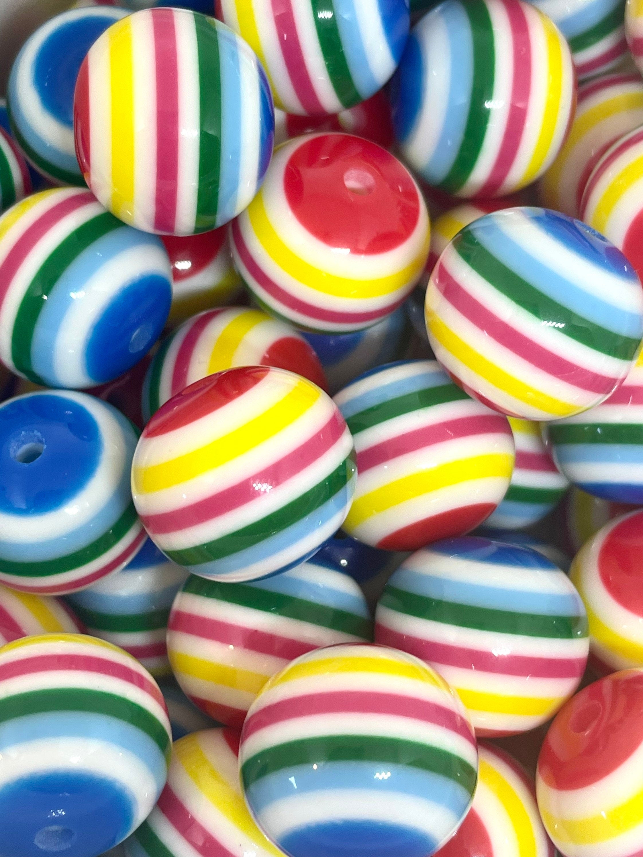 20mm Chunky Rainbow Lollipop Beads