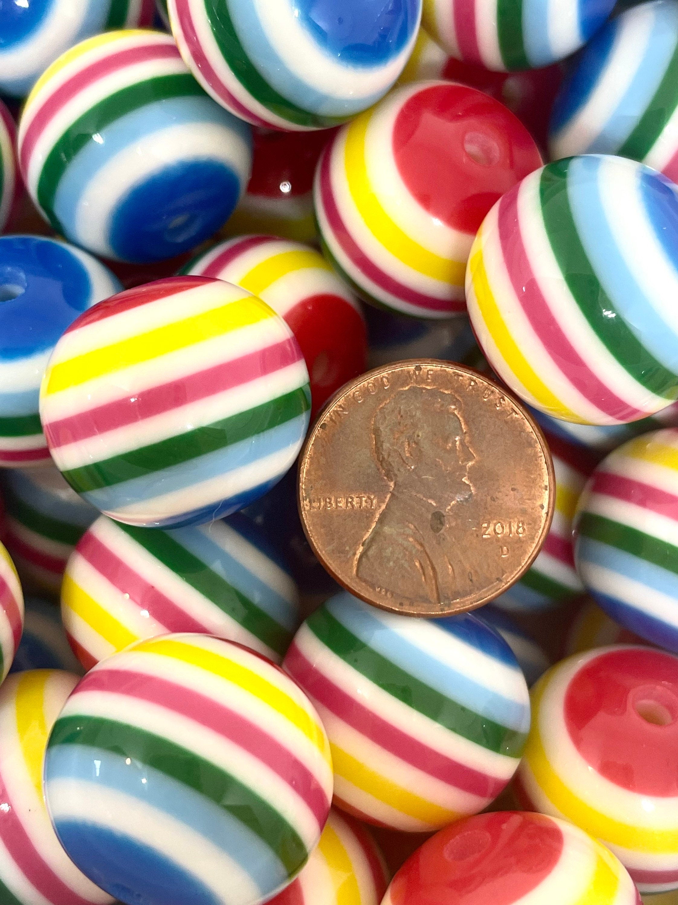 20mm Chunky Rainbow Lollipop Beads