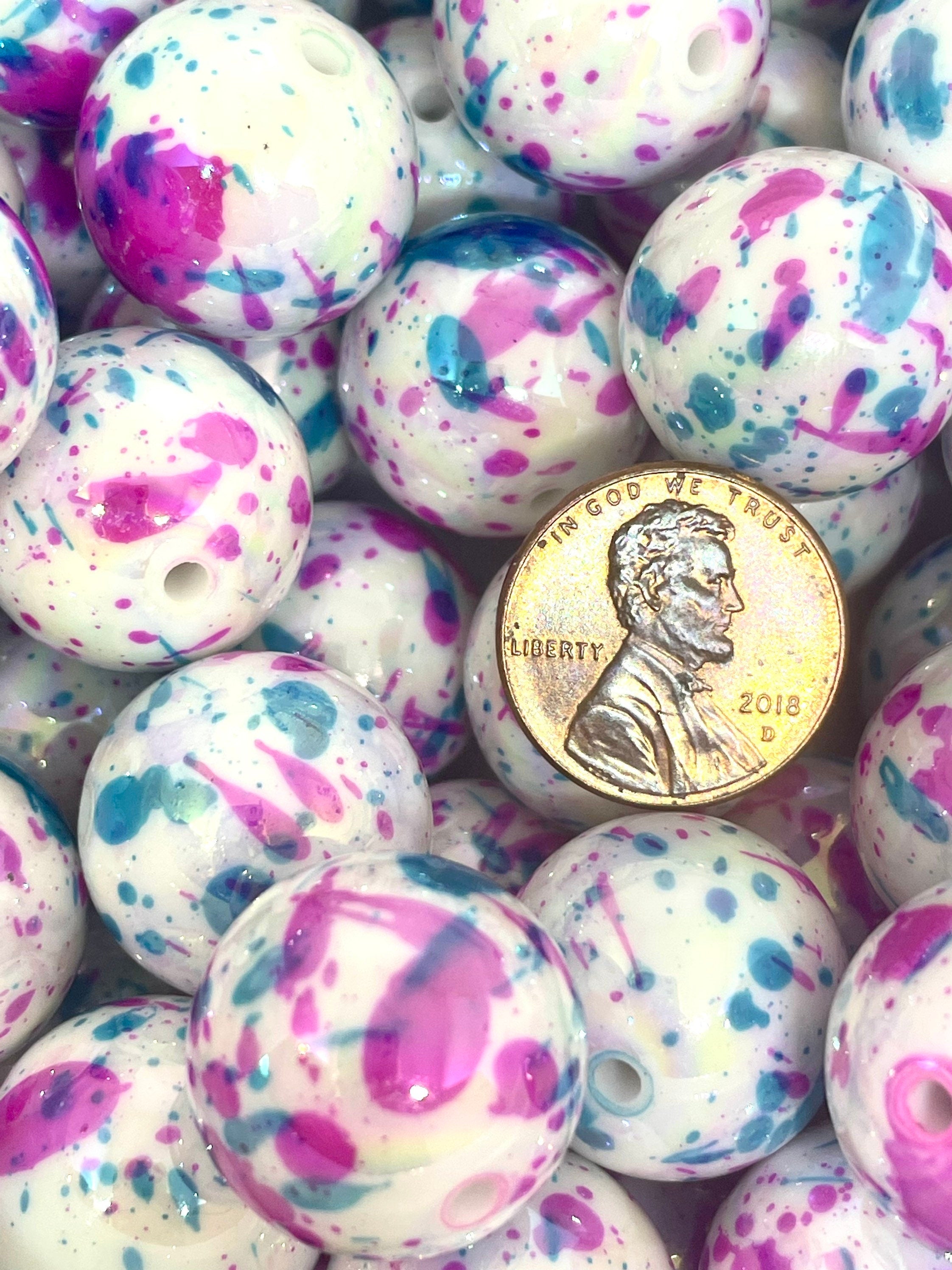 20mm Chunky Paint Splatter Mermaid Beads