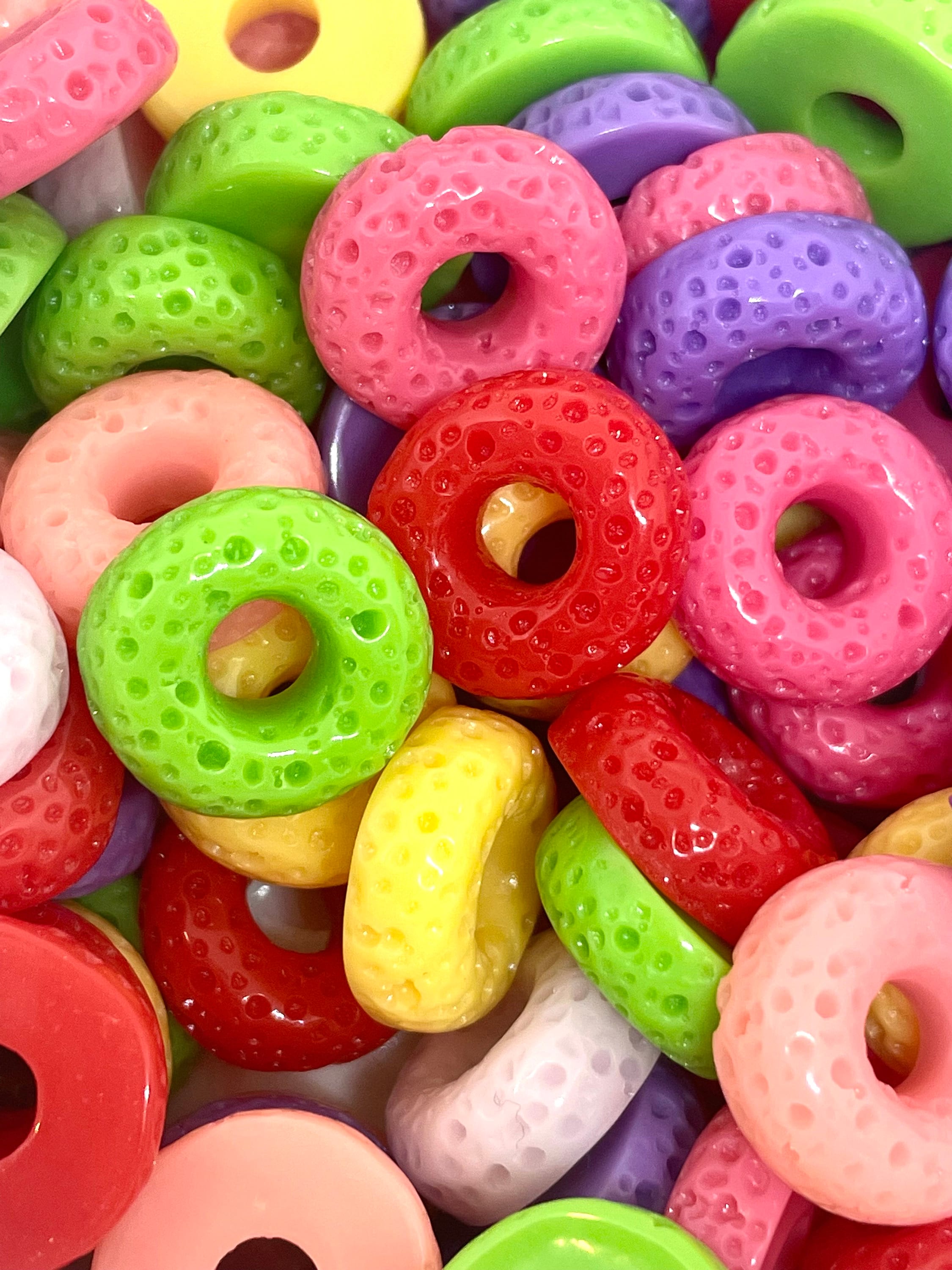 Kawaii Fruit Loop Themed Cereal Cabochons, Slime Toppings, Fillers, Mixers, Fake Food, Candy
