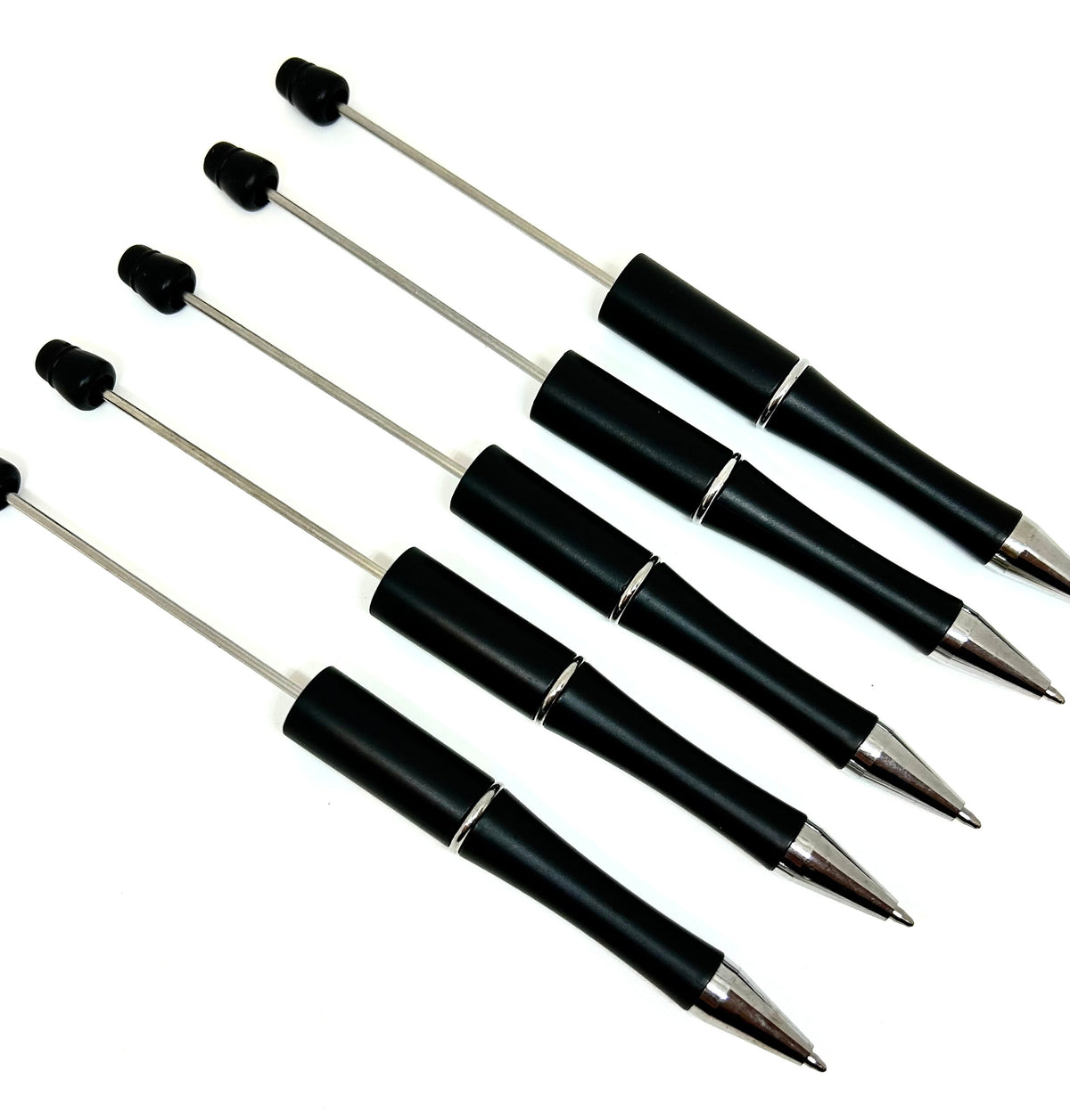 5PCS Plastic Solid Color Beadable Pen Bead Ballpoint Pen Black Ink