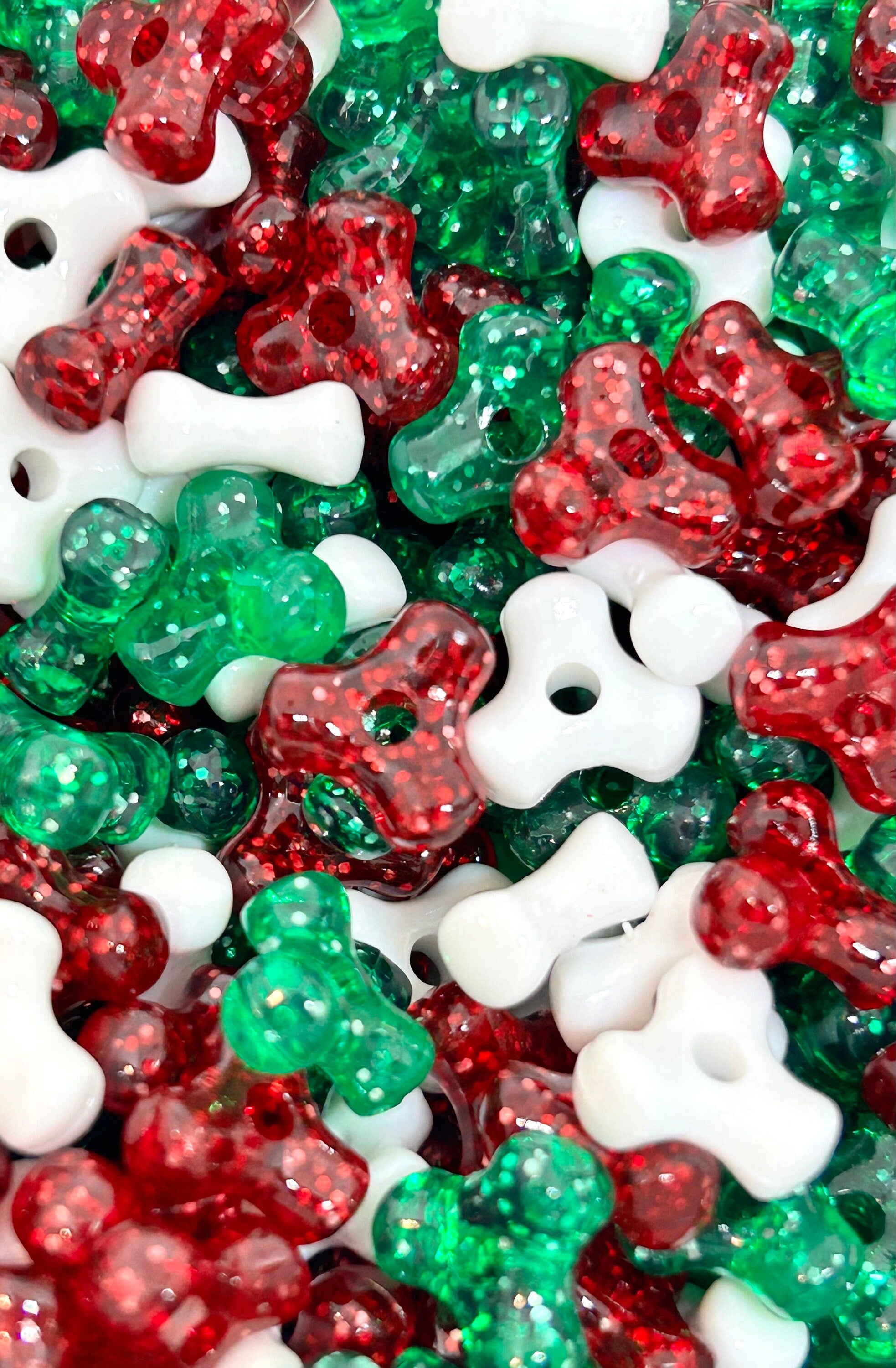 Christmas Themed Frisbee TriBeads Mix, Xmas Assortment for Candy Canes, Wreath, Ornaments