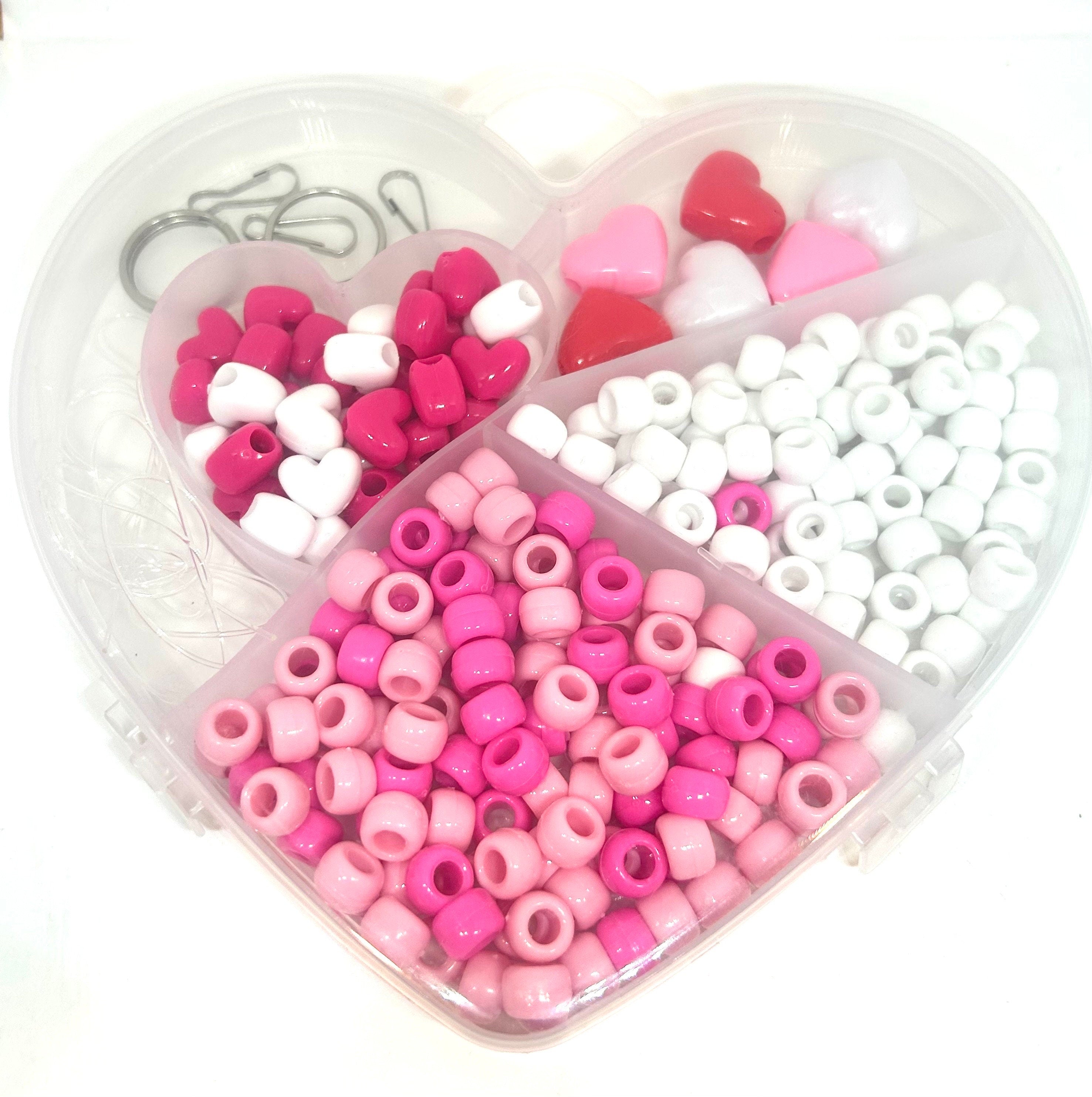 100pcs Valentine's Day Theme 7mm Acrylic Heart & Letter Beads In Pink, Diy  Bracelet&necklace Making
