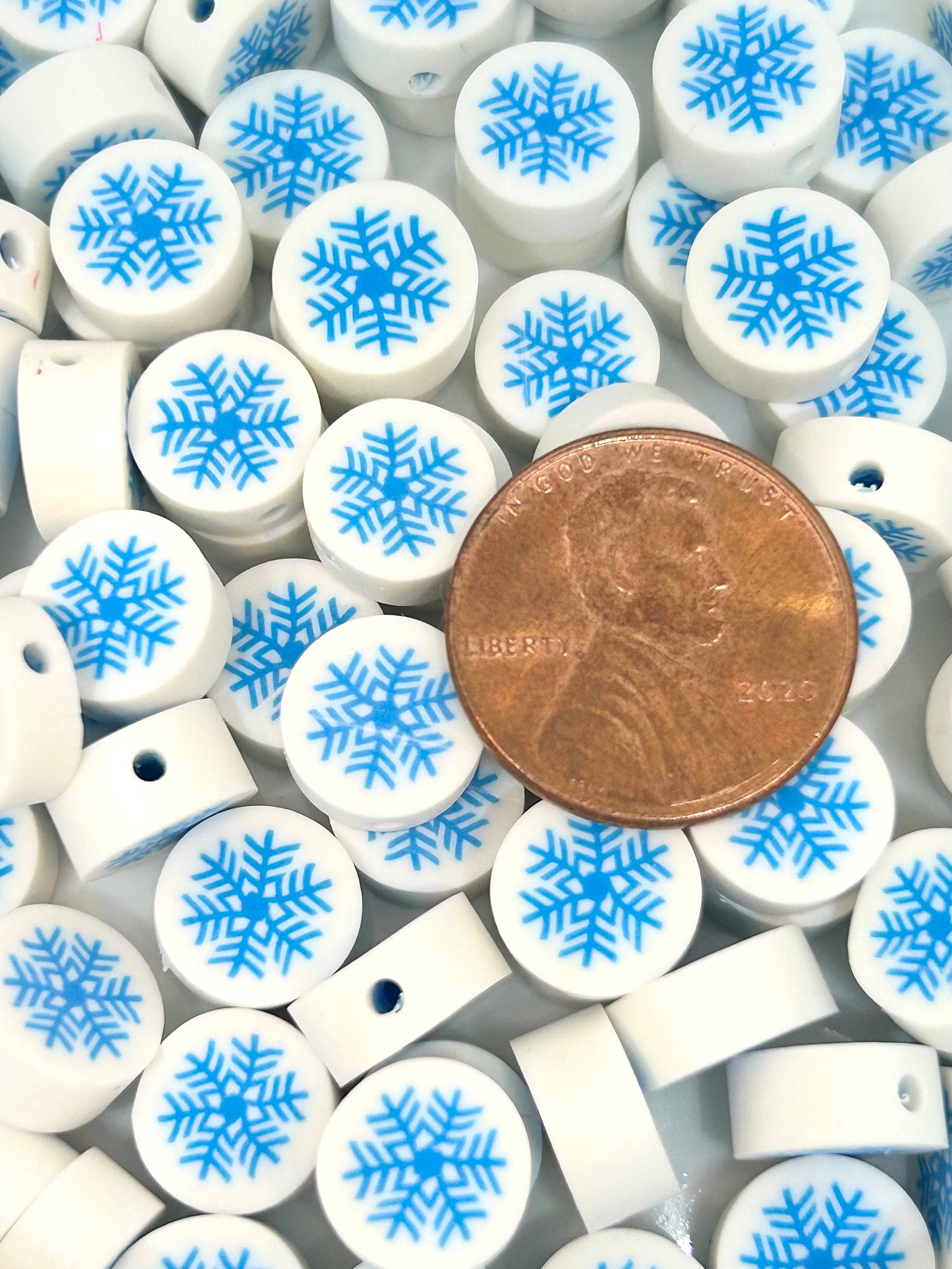 Clay Snowflake Beads, Winter Themed Beads