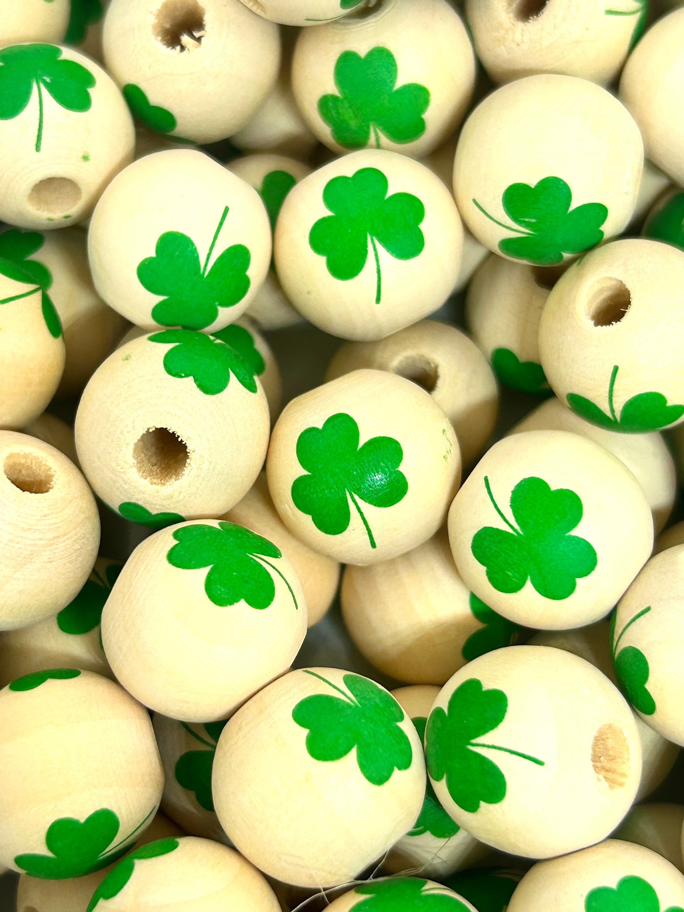 Shamrock Clover Saint Patrick's Day Wooden Beads